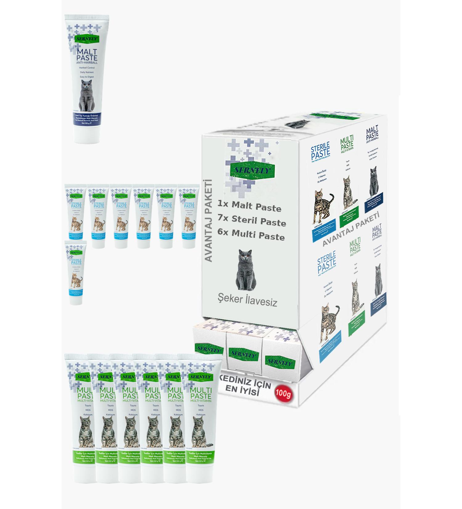 Sernely Cat Malt Advantageous Package (Sterile Paste 7x100gr Multi Paste 6x100gr Malt Paste 1x100gr)-1482