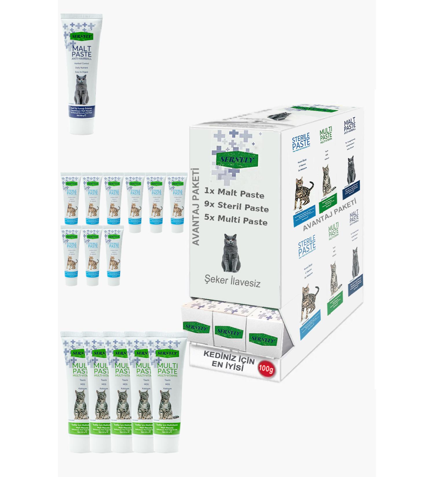 Sernely Cat Malt Advantageous Package (Sterile Paste 9x100gr Multi Paste 5x100gr Malt Paste 1x100gr)-1173