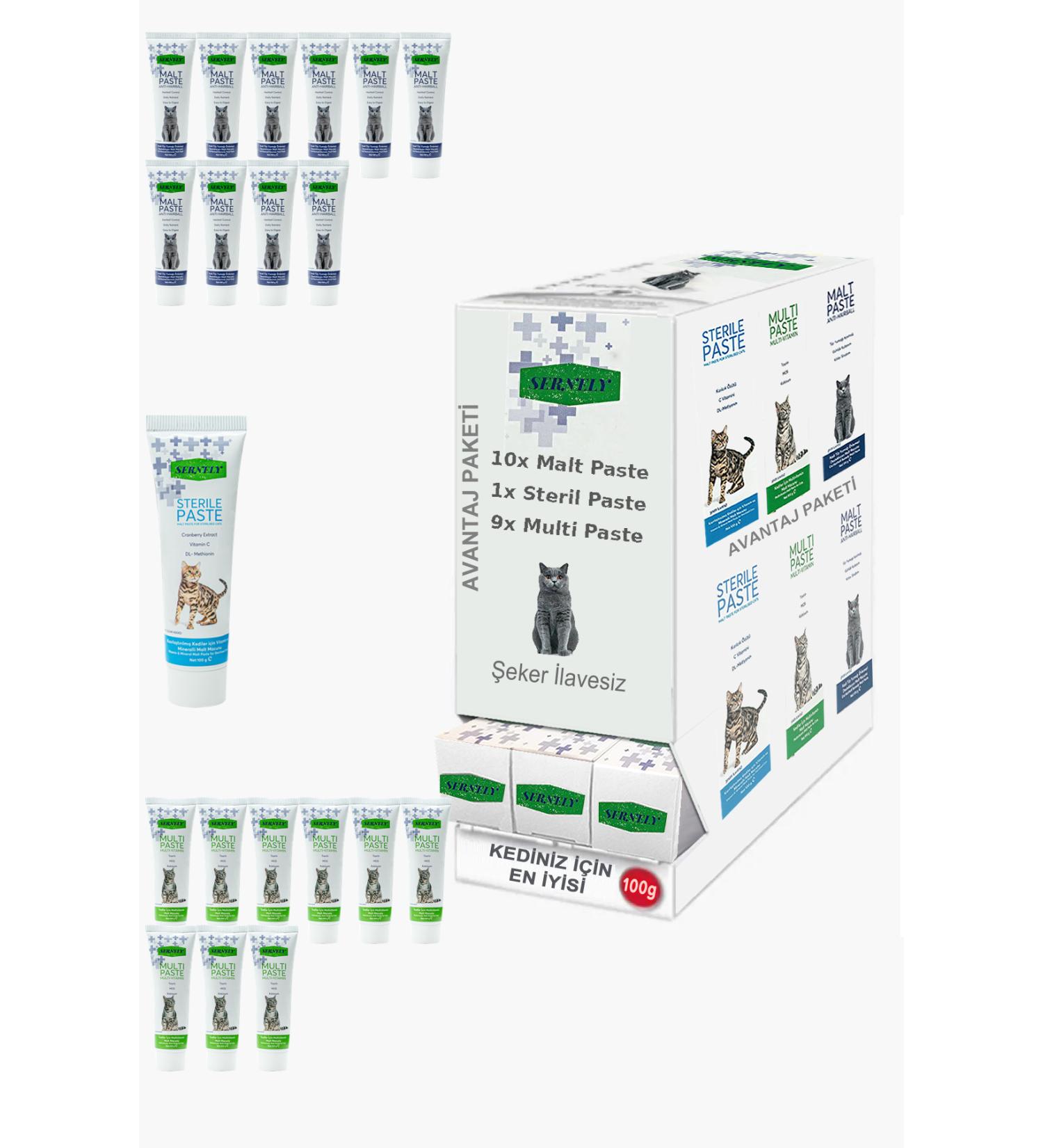 Sernely Cat Malt Advantageous Package (Malt Paste 10x100gr Multi Paste 9x100gr Sterile Paste 1x100gr)-998