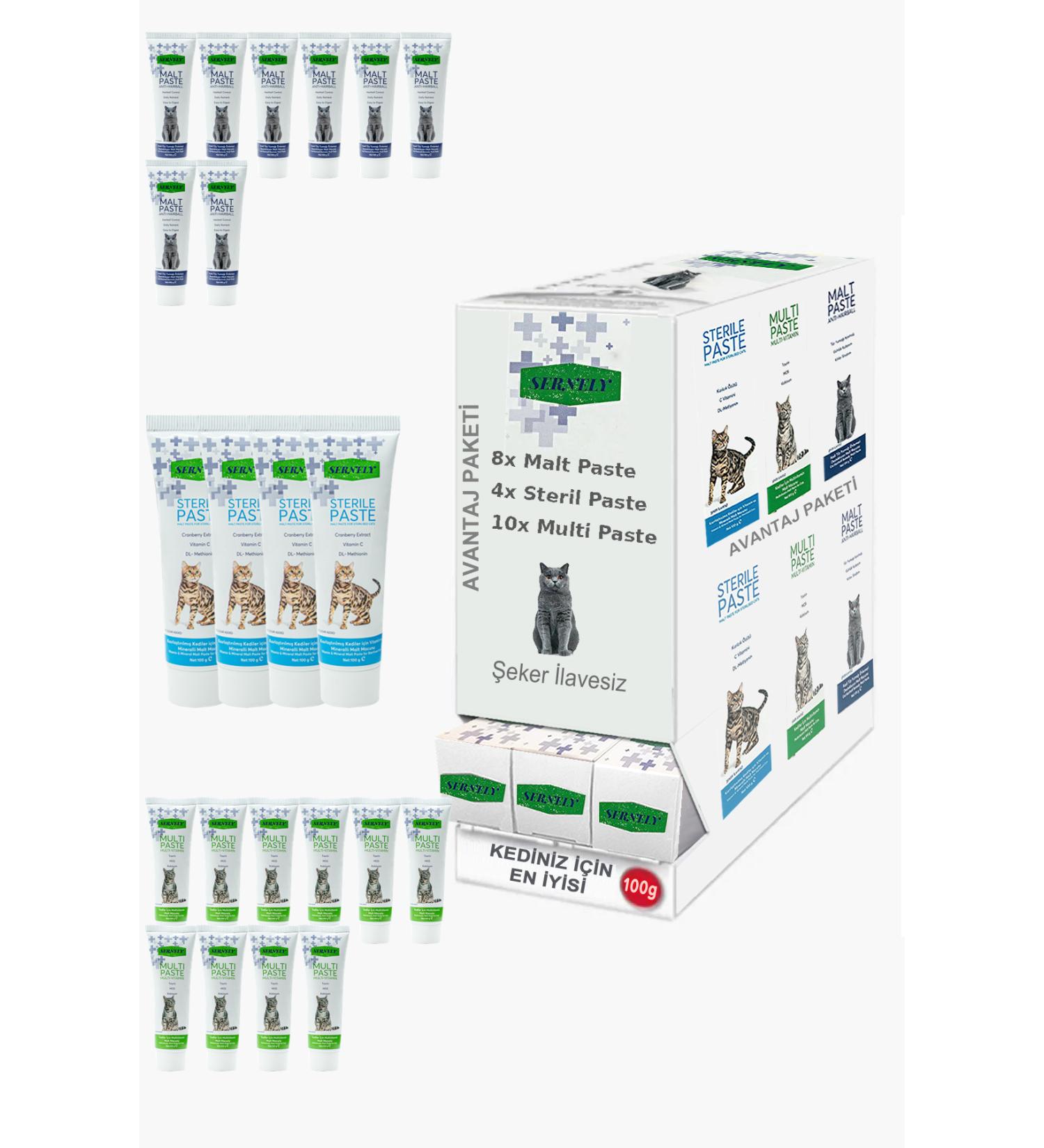Sernely Cat Malt Advantageous Package (Multi Paste 10x100gr Malt Paste 8x100gr Sterile Paste 4x100gr)-840