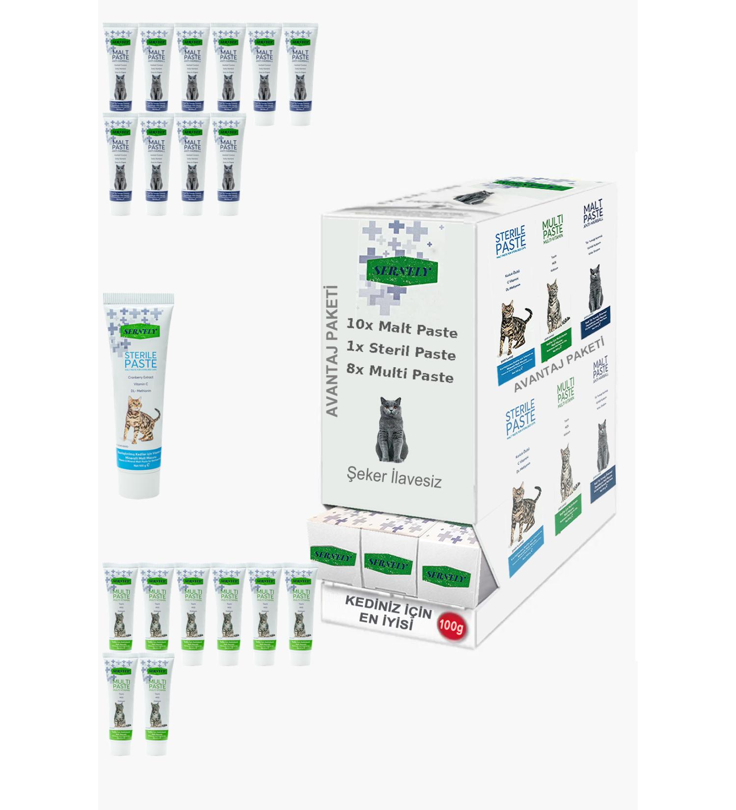 Sernely Cat Malt Advantageous Package (Malt Paste 10x100gr Multi Paste 8x100gr Sterile Paste 1x100gr)-997