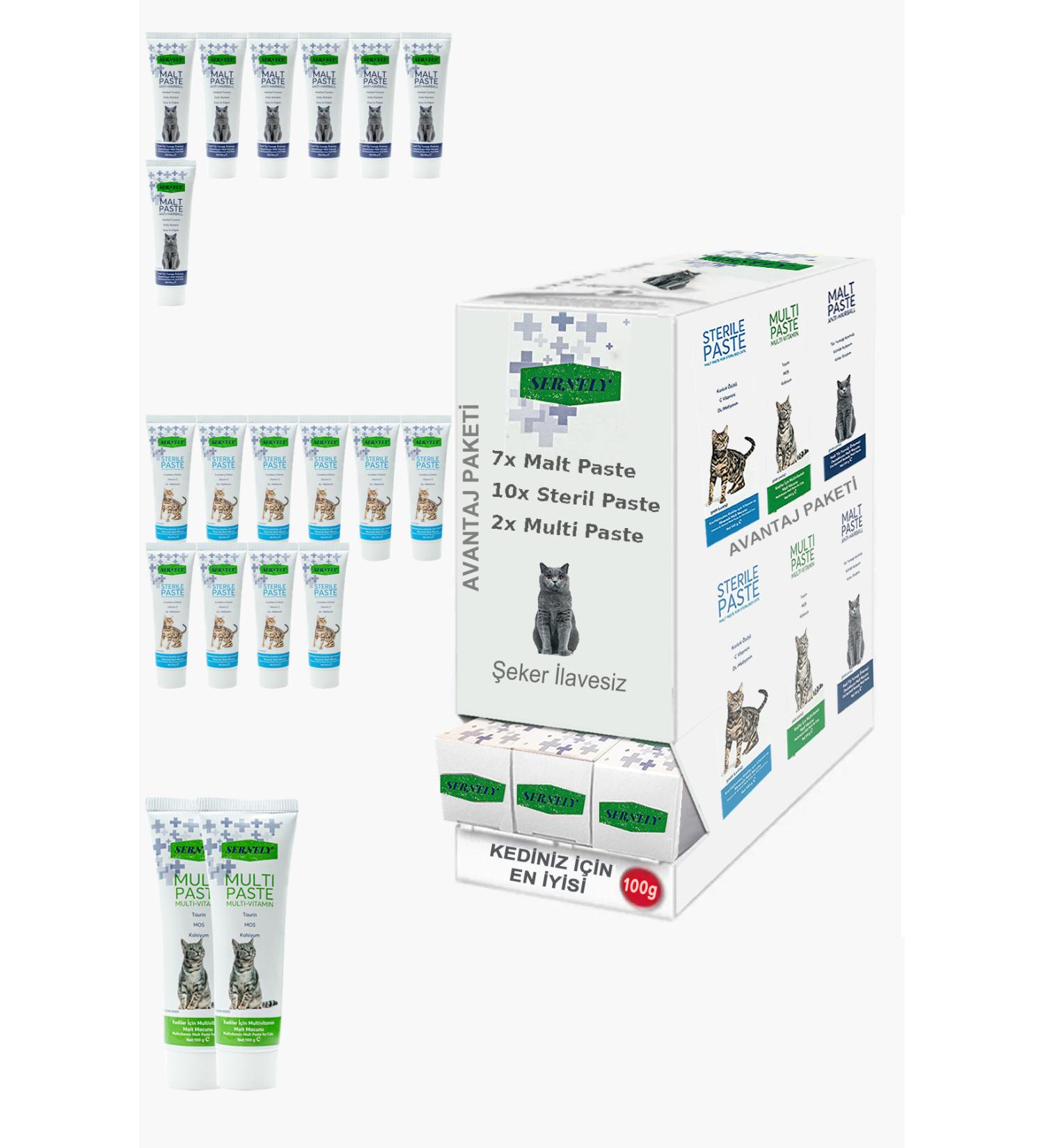 Sernely Cat Malt Advantageous Package (Sterile Paste 10x100gr Malt Paste 7x100gr Multi Paste 2x100gr)-923