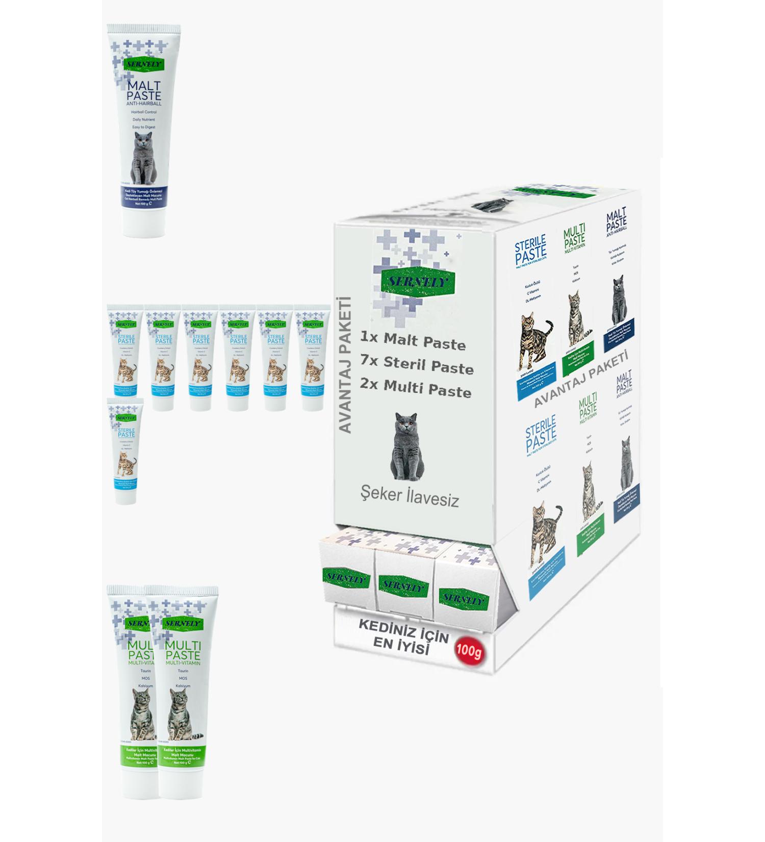 Sernely Cat Malt Advantageous Package (Sterile Paste 7x100gr Multi Paste 2x100gr Malt Paste 1x100gr)-1478