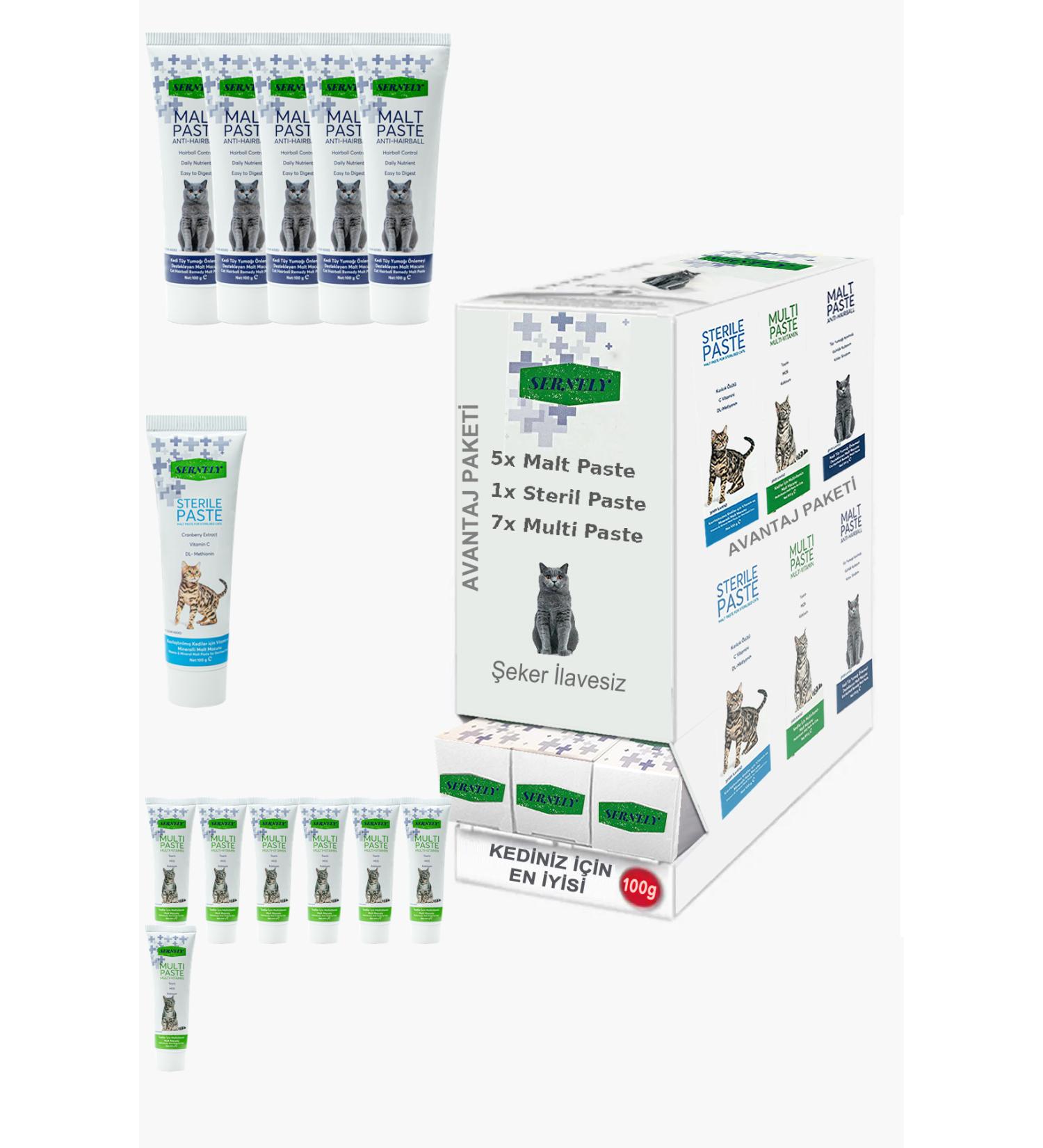 Sernely Cat Malt Advantageous Package (Multi Paste 7x100gr Malt Paste 5x100gr Sterile Paste 1x100gr)-1497