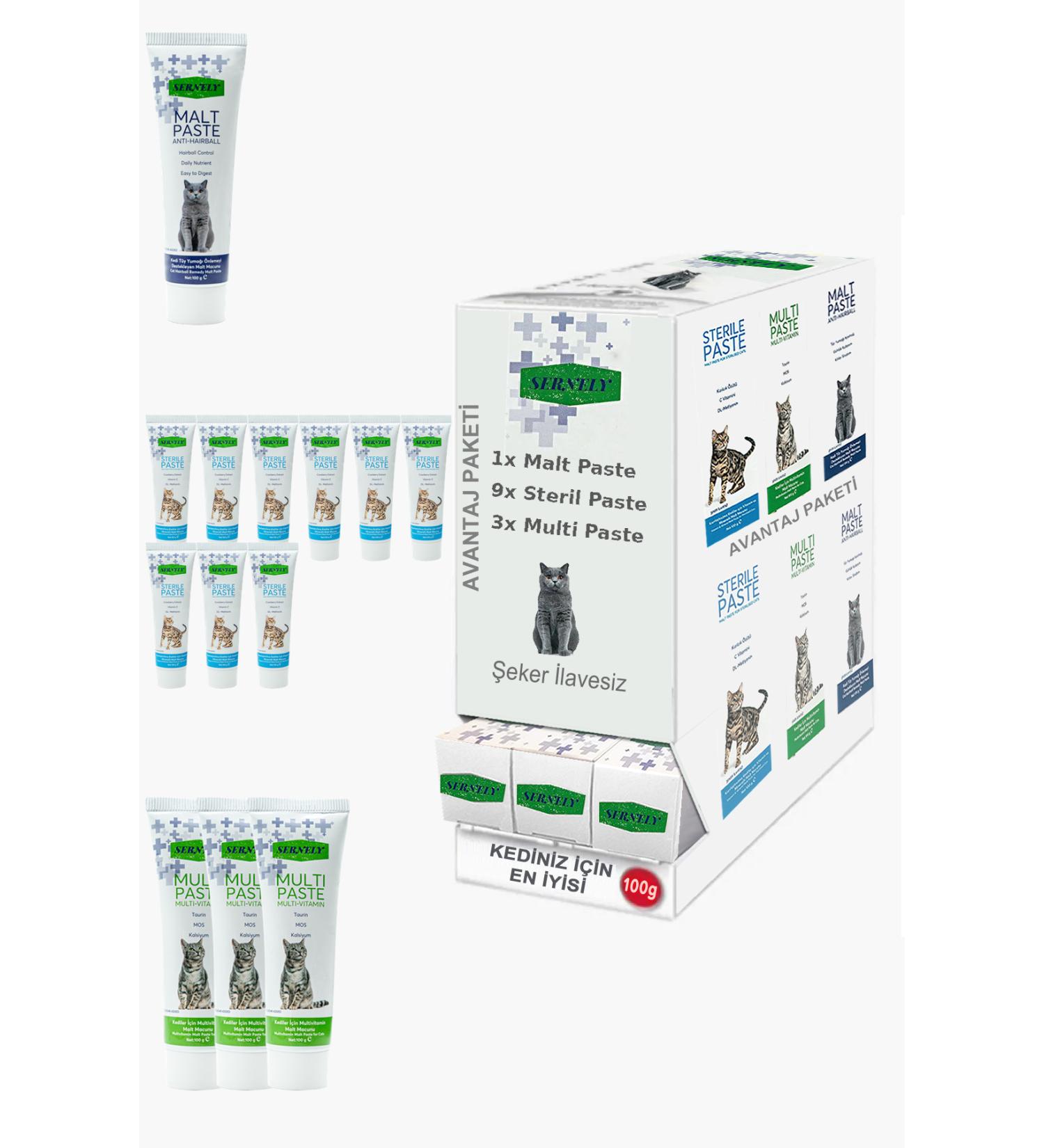 Sernely Cat Malt Advantageous Package (Sterile Paste 9x100gr Multi Paste 3x100gr Malt Paste 1x100gr)-1171