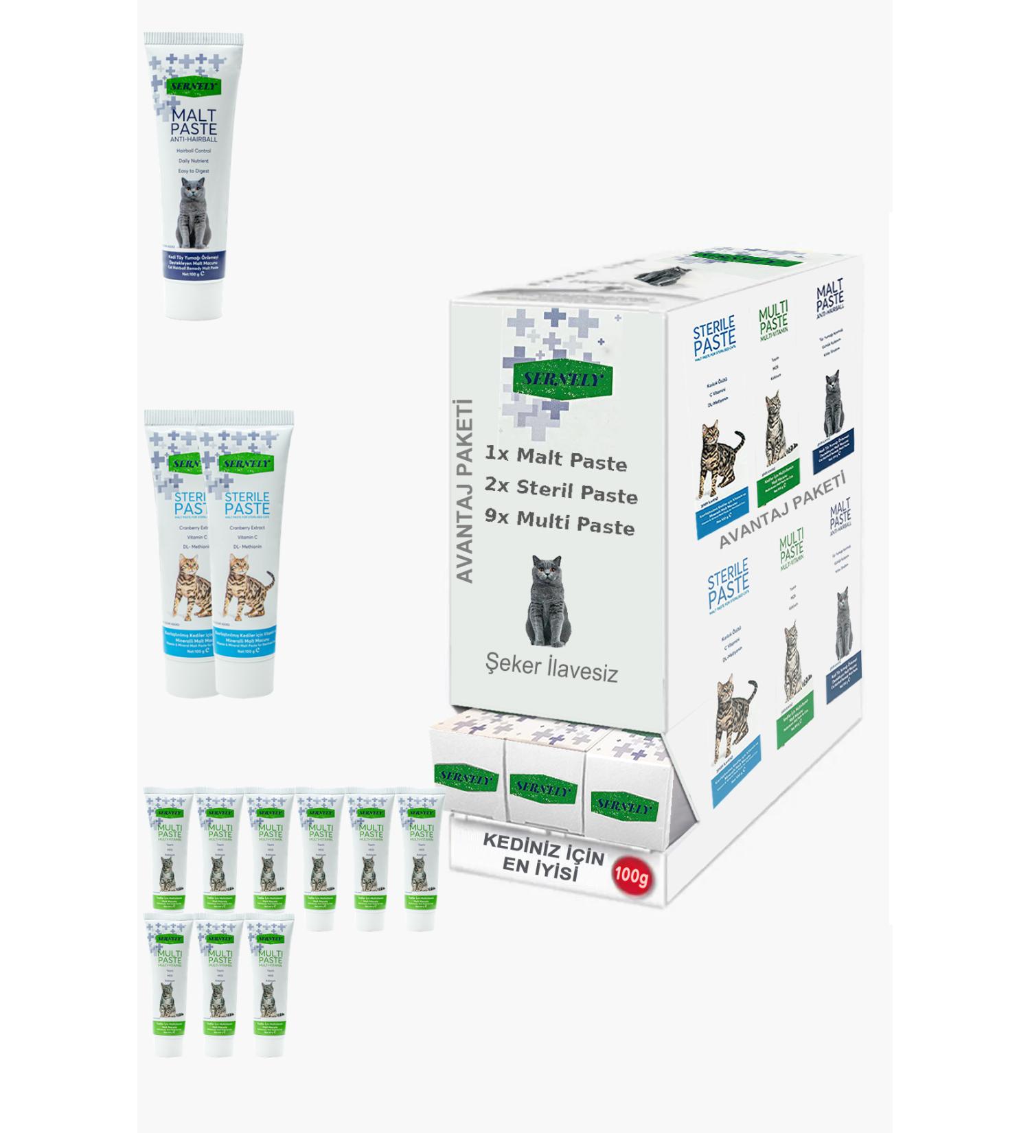 Sernely Cat Malt Advantageous Package (Multi Paste 9x100gr Sterile Paste 2x100gr Malt Paste 1x100gr)-1178