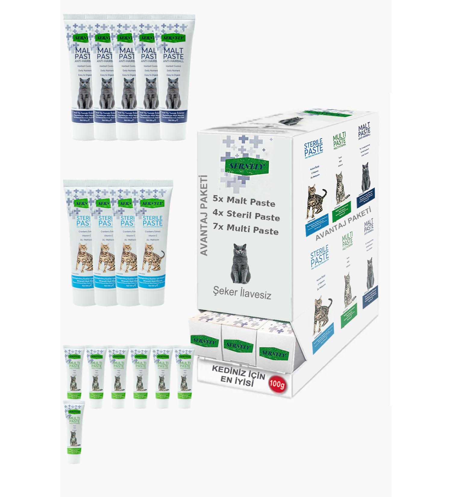 Sernely Cat Malt Advantageous Package (Multi Paste 7x100gr Malt Paste 5x100gr Sterile Paste 4x100gr)-1413