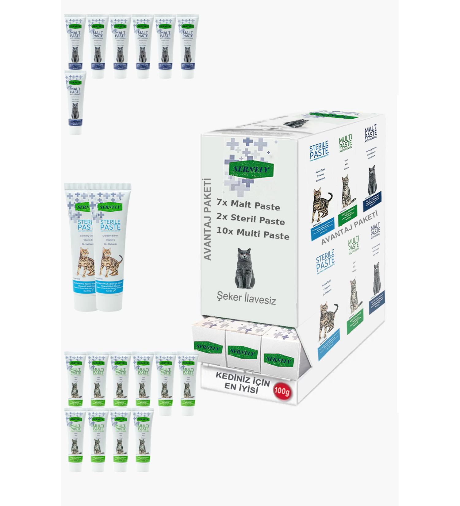 Sernely Cat Malt Advantageous Package (Multi Paste 10x100gr Malt Paste 7x100gr Sterile Paste 2x100gr)-924