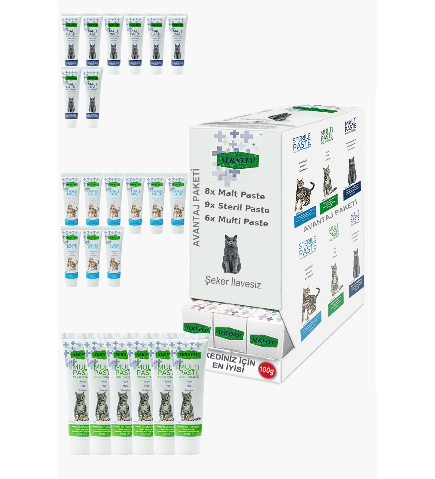 Sernely Cat Malt Advantageous Package (Sterile Paste 9x100gr Malt Paste 8x100gr Multi Paste 6x100gr)-1028
