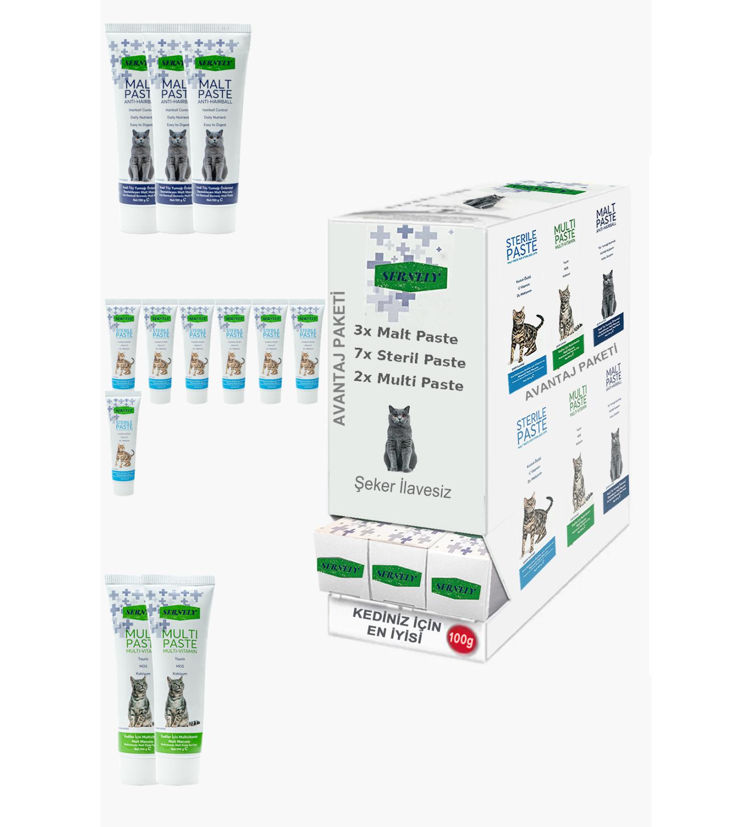 Sernely Cat Malt Advantageous Package (Sterile Paste 7x100gr Malt Paste 3x100gr Multi Paste 2x100gr)-1458