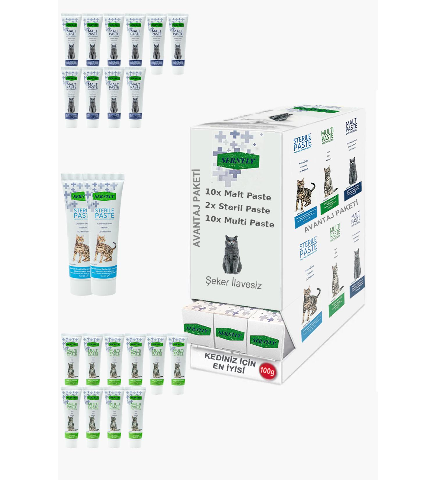 Sernely Cat Malt Advantageous Package (Multi Paste 10x100gr Malt Paste 10x100gr Sterile Paste 2x100gr)-945