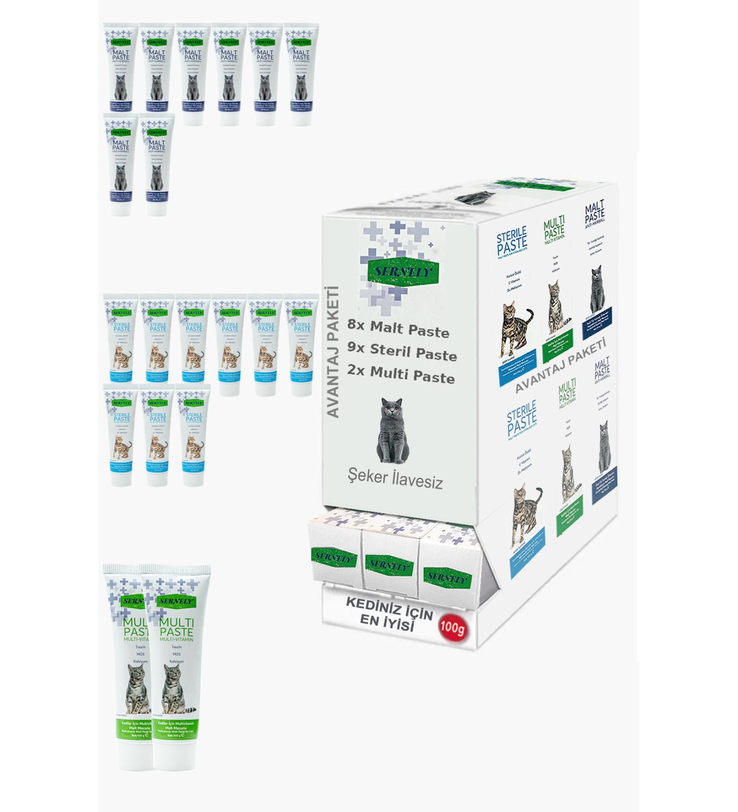 Sernely Cat Malt Advantageous Package (Sterile Paste 9x100gr Malt Paste 8x100gr Multi Paste 2x100gr)-1152
