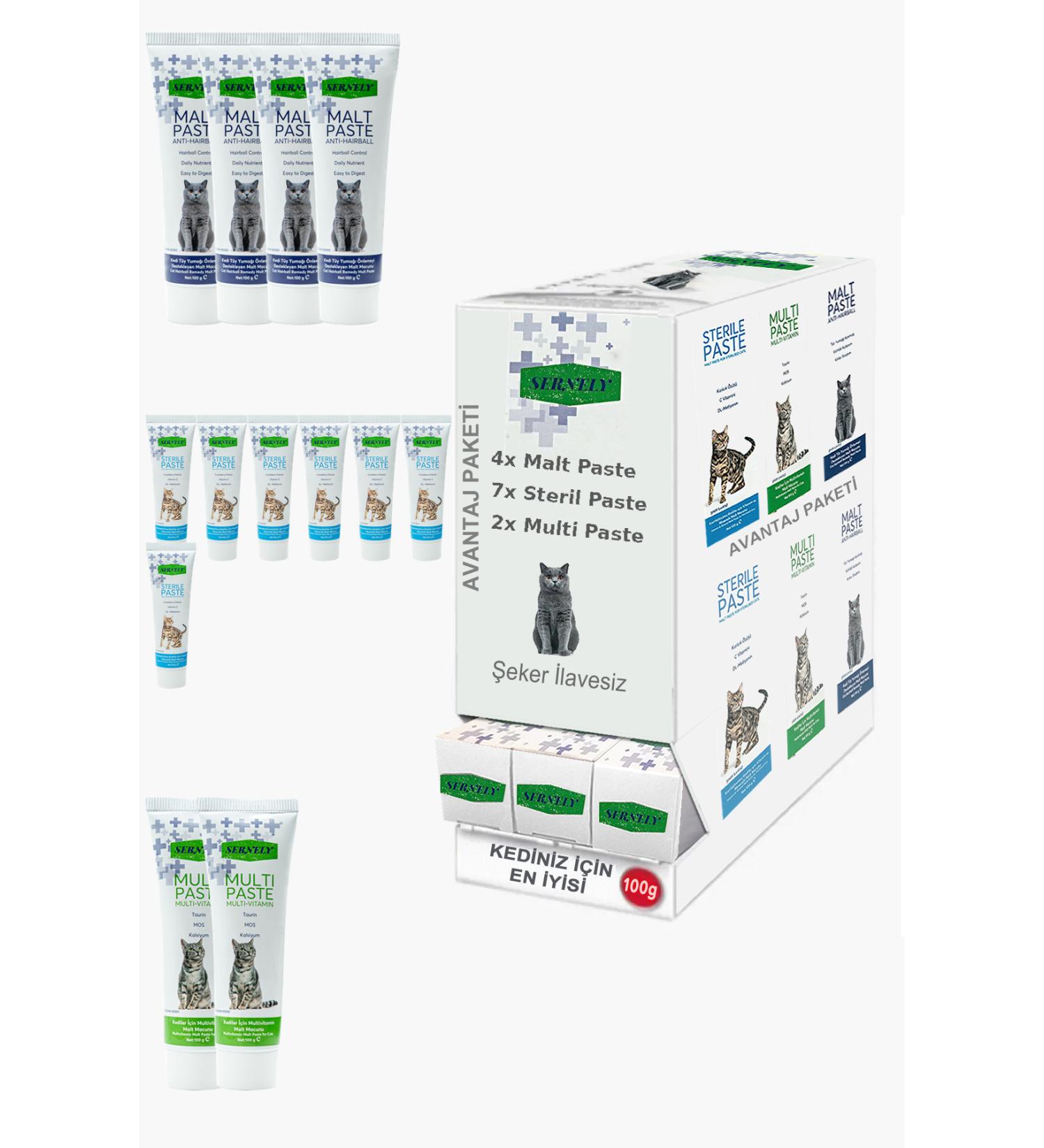 Sernely Cat Malt Advantageous Package (Sterile Paste 7x100gr Malt Paste 4x100gr Multi Paste 2x100gr)-1460