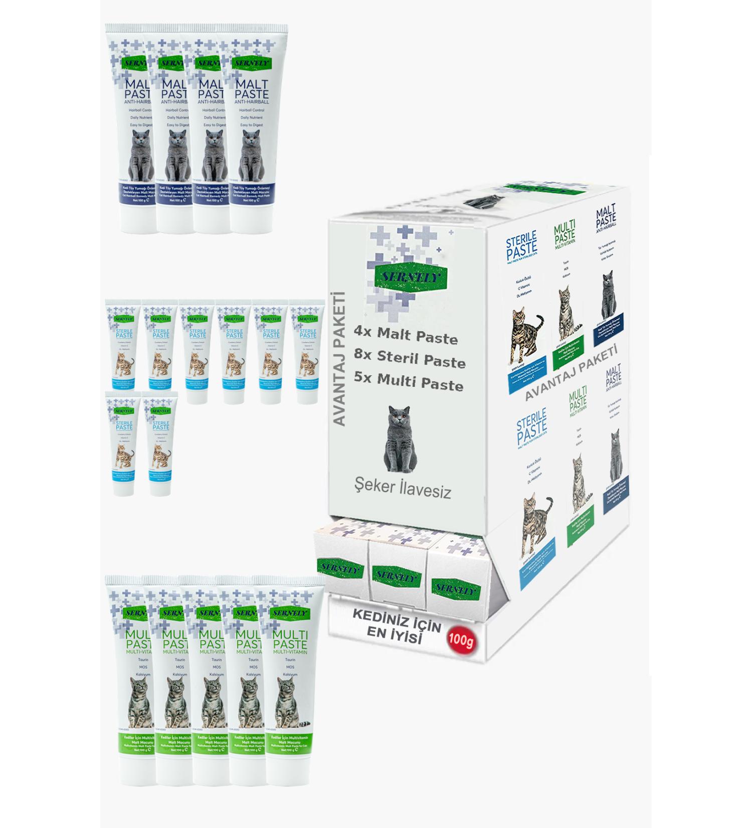Sernely Cat Malt Advantageous Package (Sterile Paste 8x100gr Multi Paste 5x100gr Malt Paste 4x100gr)-1255