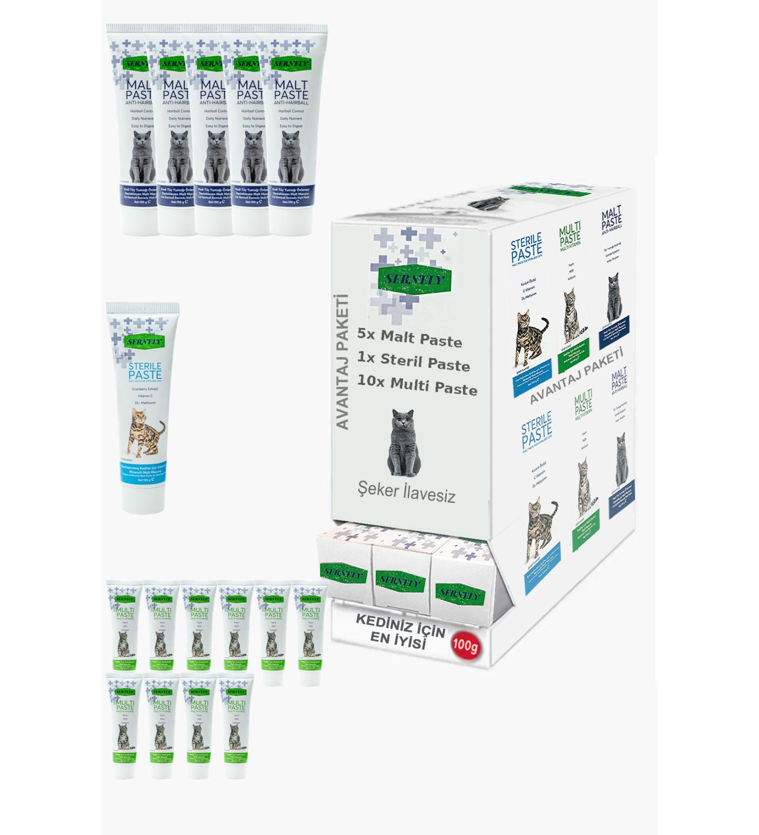 Sernely Cat Malt Advantageous Package (Multi Paste 10x100gr Malt Paste 5x100gr Sterile Paste 1x100gr)-972