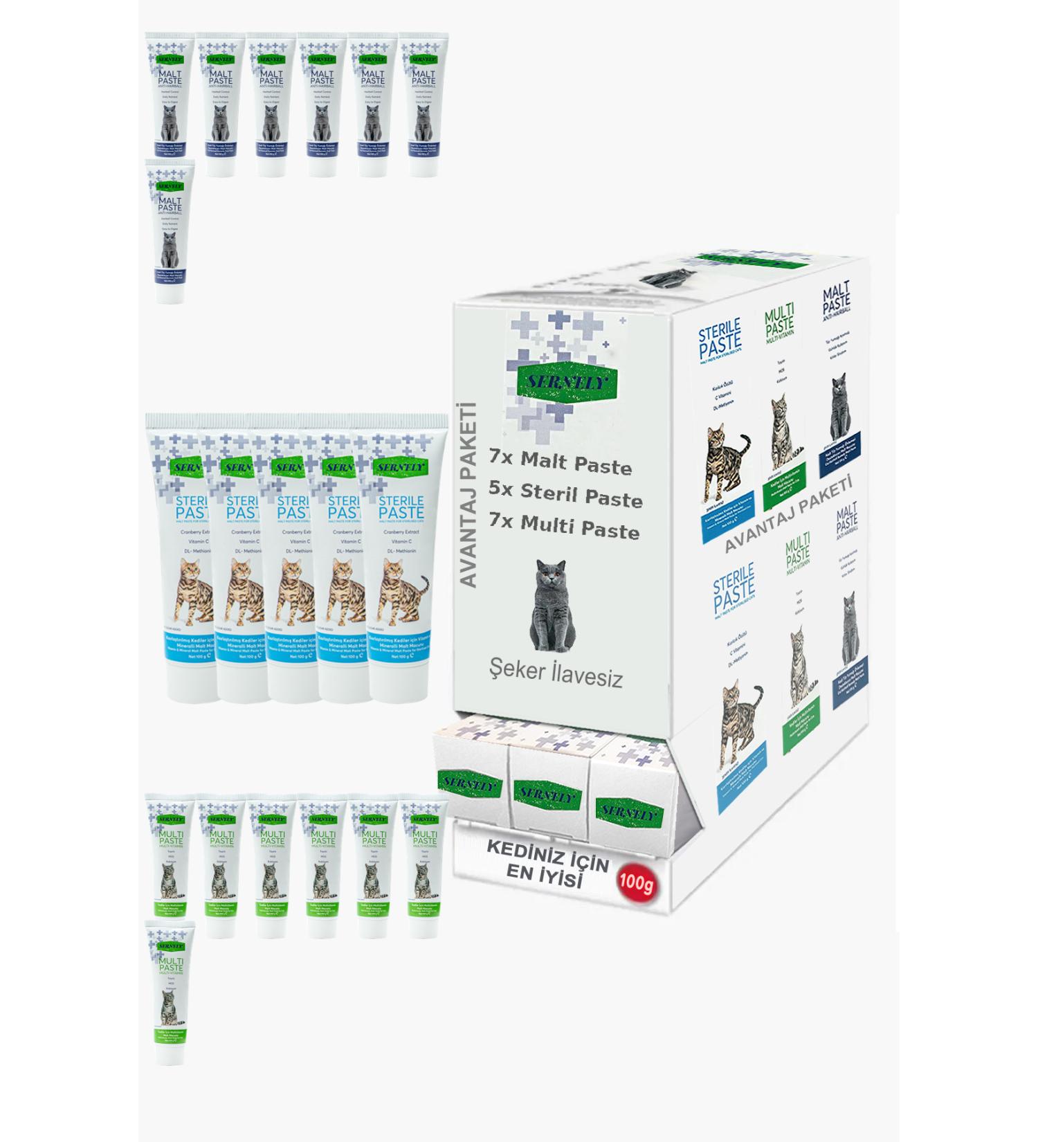 Sernely Cat Malt Advantageous Package (Multi Paste 7x100gr Malt Paste 7x100gr Sterile Paste 5x100gr)-1404
