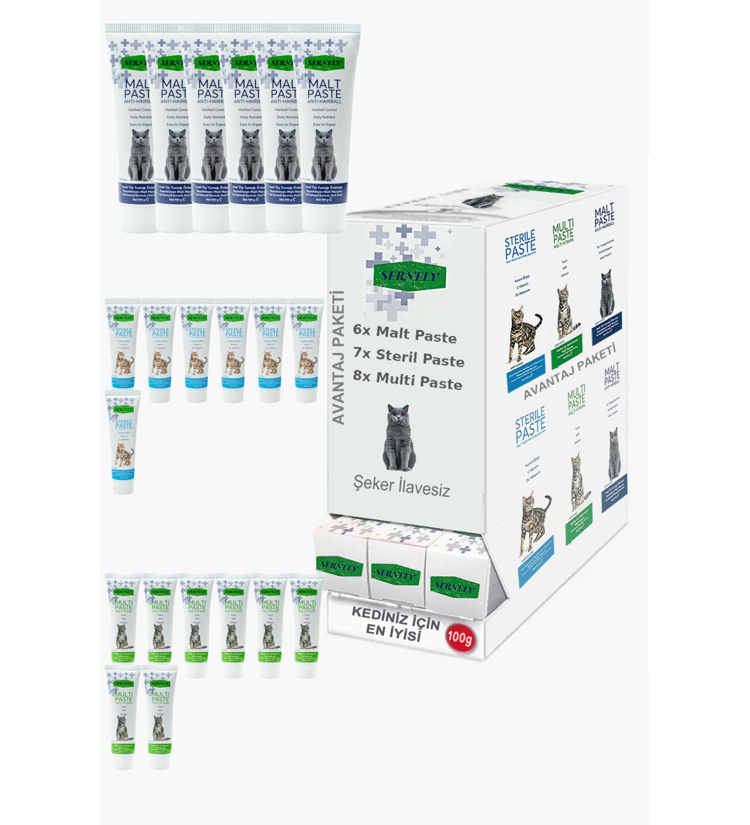Sernely Cat Malt Advantageous Package (Multi Paste 8x100gr Sterile Paste 7x100gr Malt Paste 6x100gr)-1227