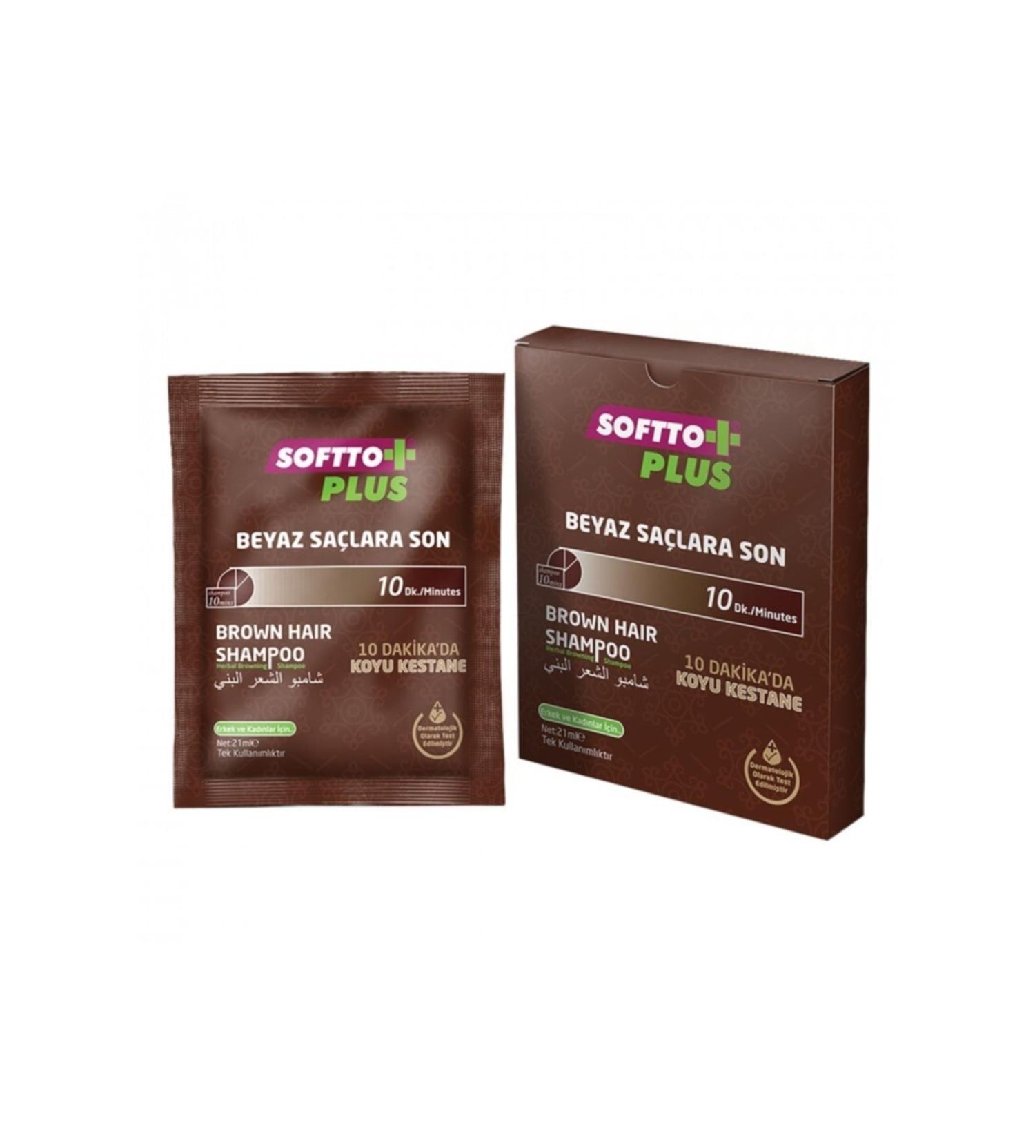 Softto Plus BROWN HAIR SHAMPOO - DARK CHESTNUT DISPOSABLE 21 ML CHARMS569