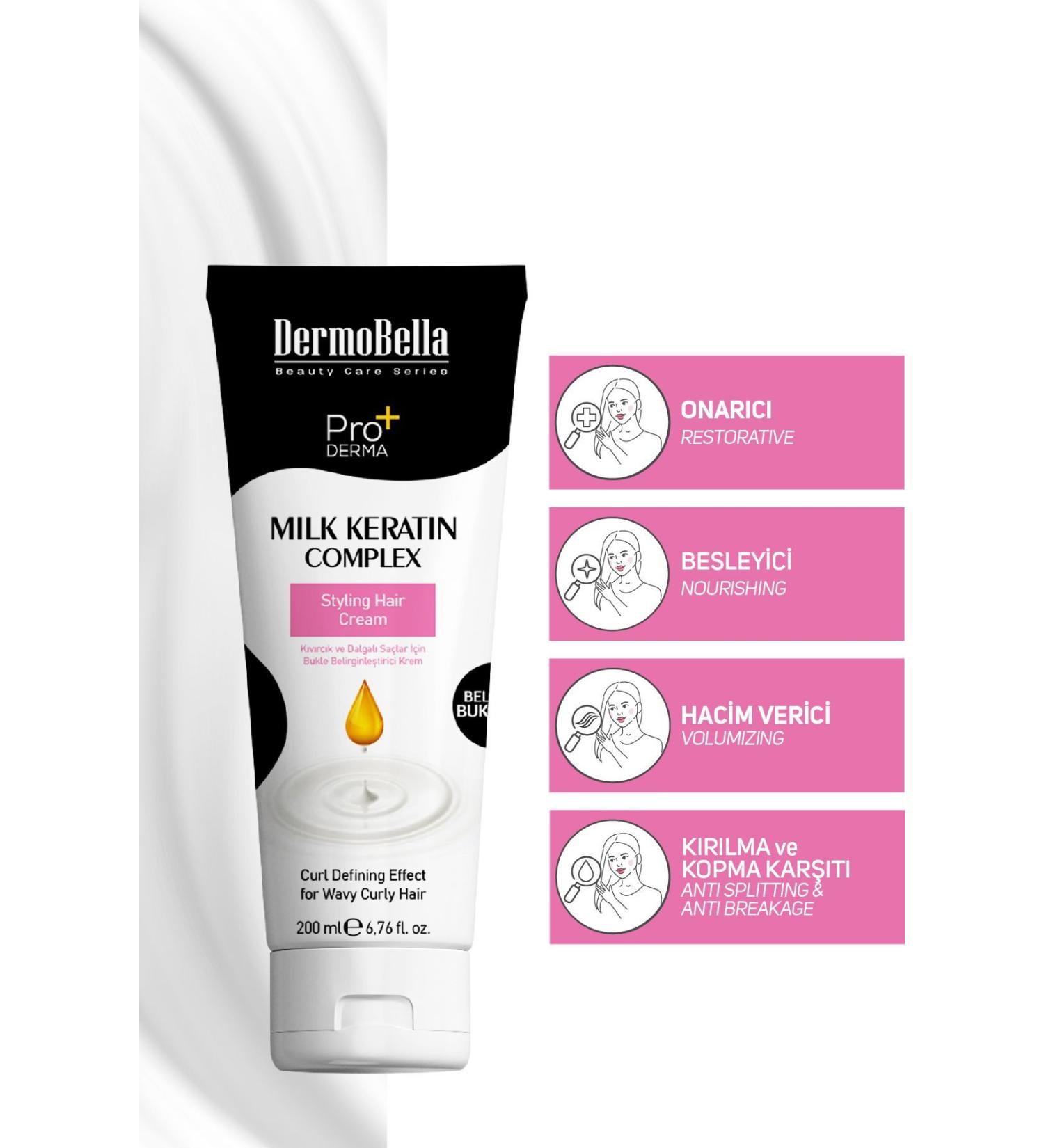 DERMOBELLA Milk Keratin Complex Styling Conditioner 200 ml (Curl Definer) - Buy Online on GoSupps.com