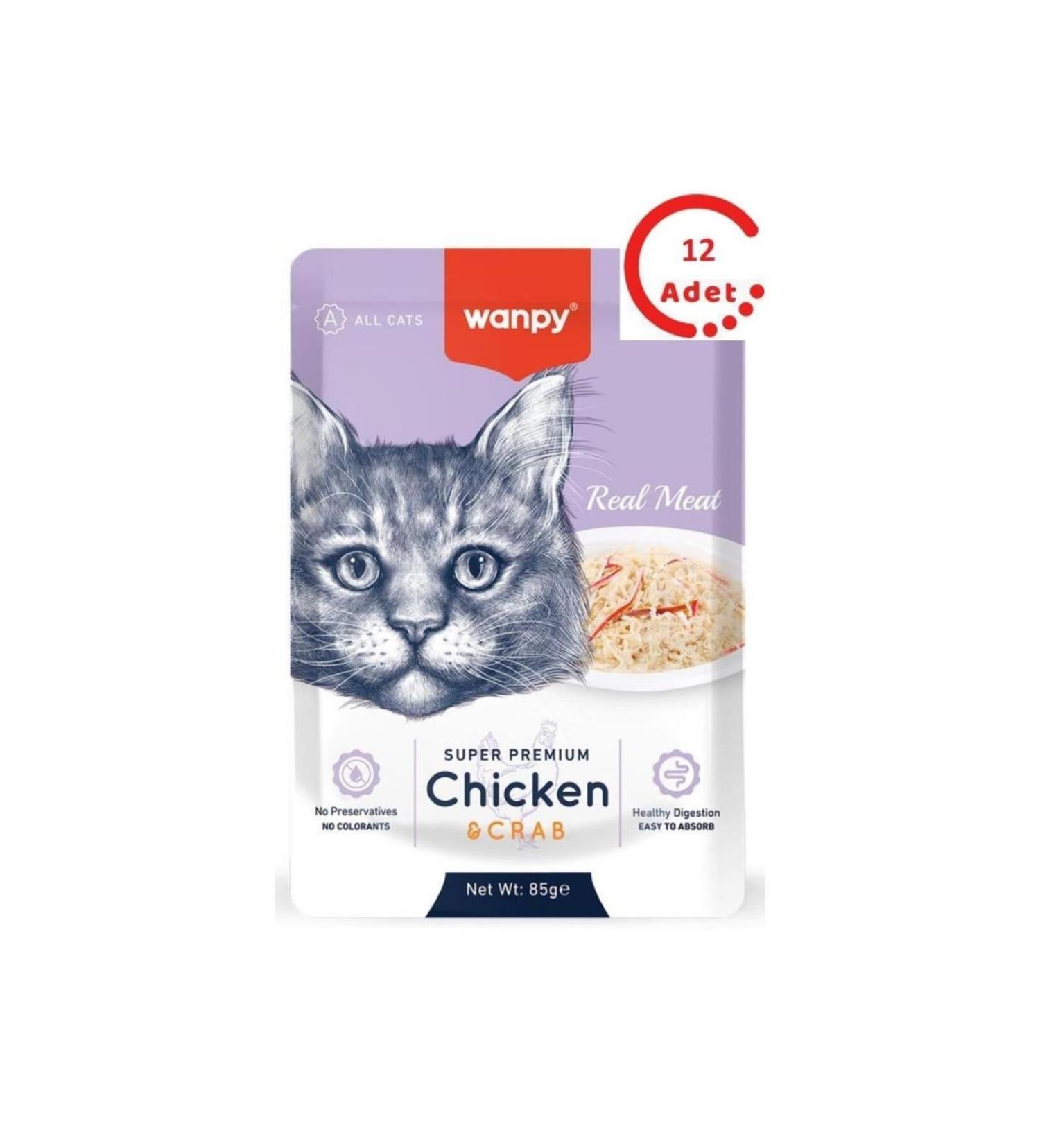 Wanpy Pouch Chicken & Crab Wet Cat Food 85 gr x 12 Pieces