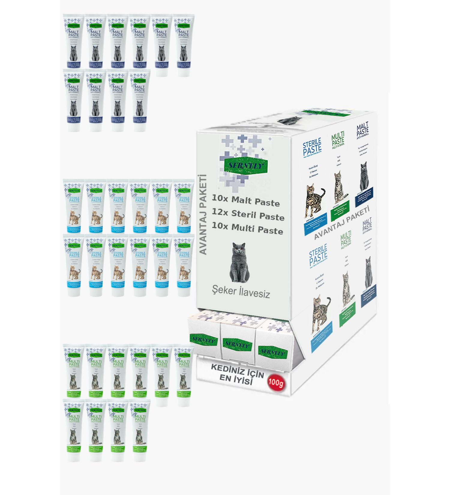 Sernely Cat Vitamin Advantage Package (Sterile Paste 12x100gr Multi Paste 10x100gr Malt Paste 10x100gr)-008
