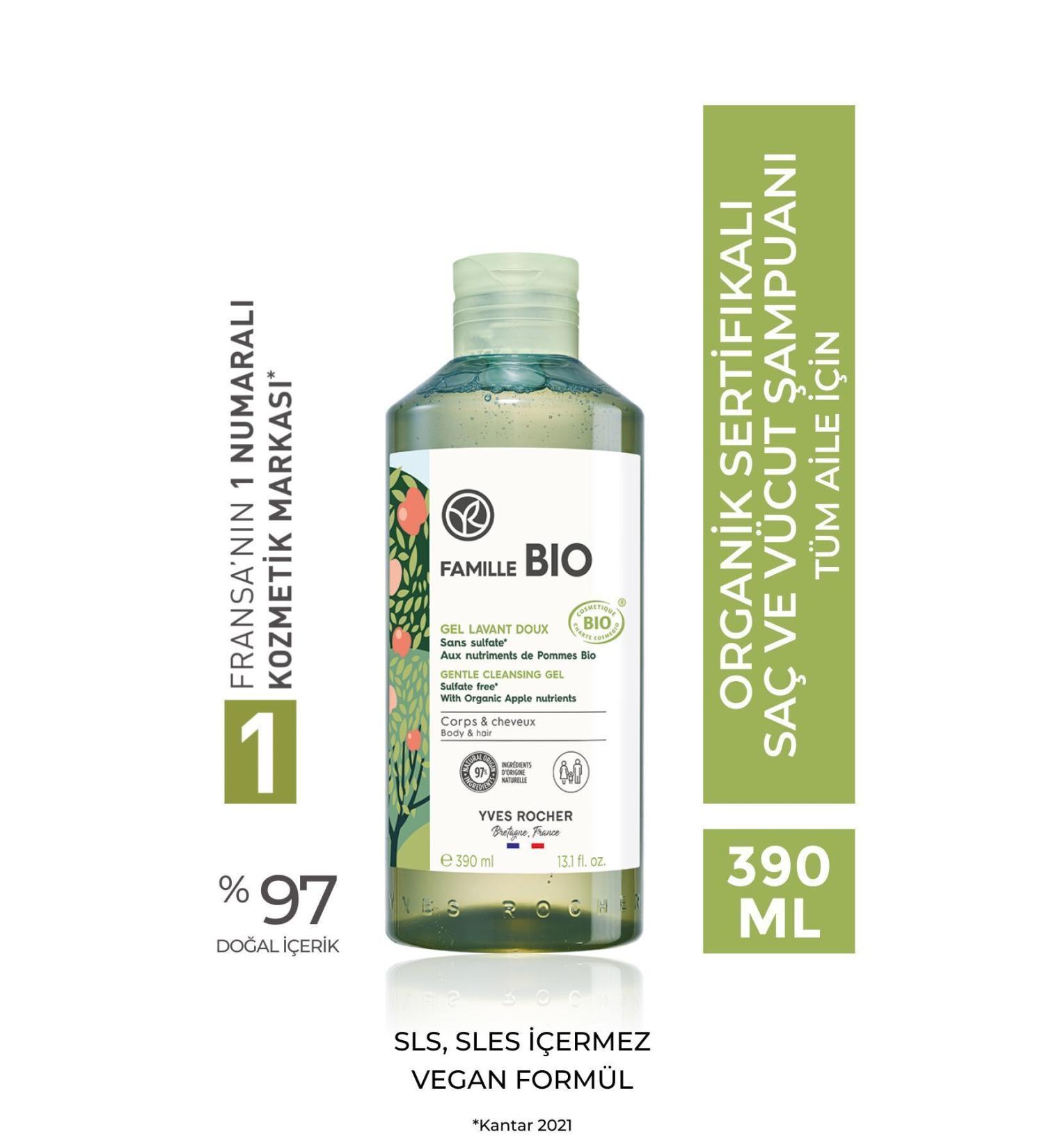 Yves Rocher Organic Certified Famille Bio Hair and Body Shampoo for the Whole Family - 390 Ml - 90686 - Buy Online on GoSupps.com