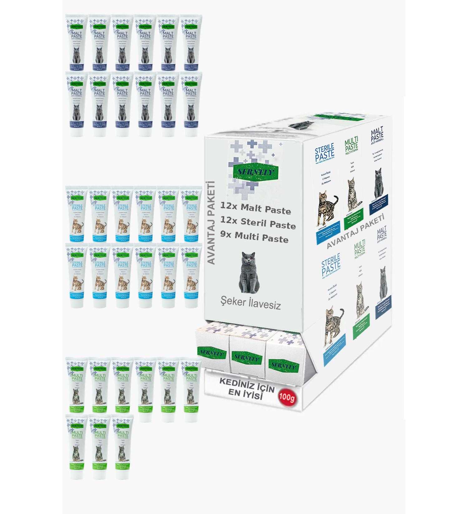Sernely Cat Vitamin Advantage Package (Sterile Paste 12x100gr Malt Paste 12x100gr Multi Paste 9x100gr)-034