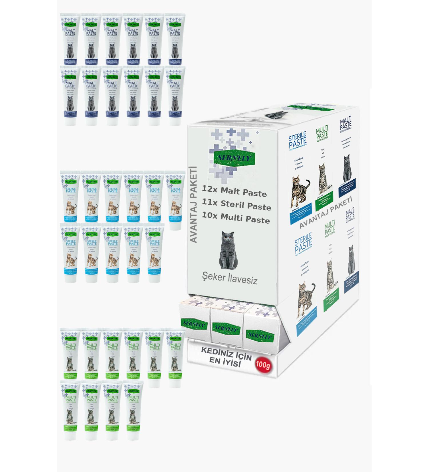 Sernely Cat Vitamin Advantage Package (Malt Paste 12x100gr Sterile Paste 11x100gr Multi Paste 10x100gr)-016