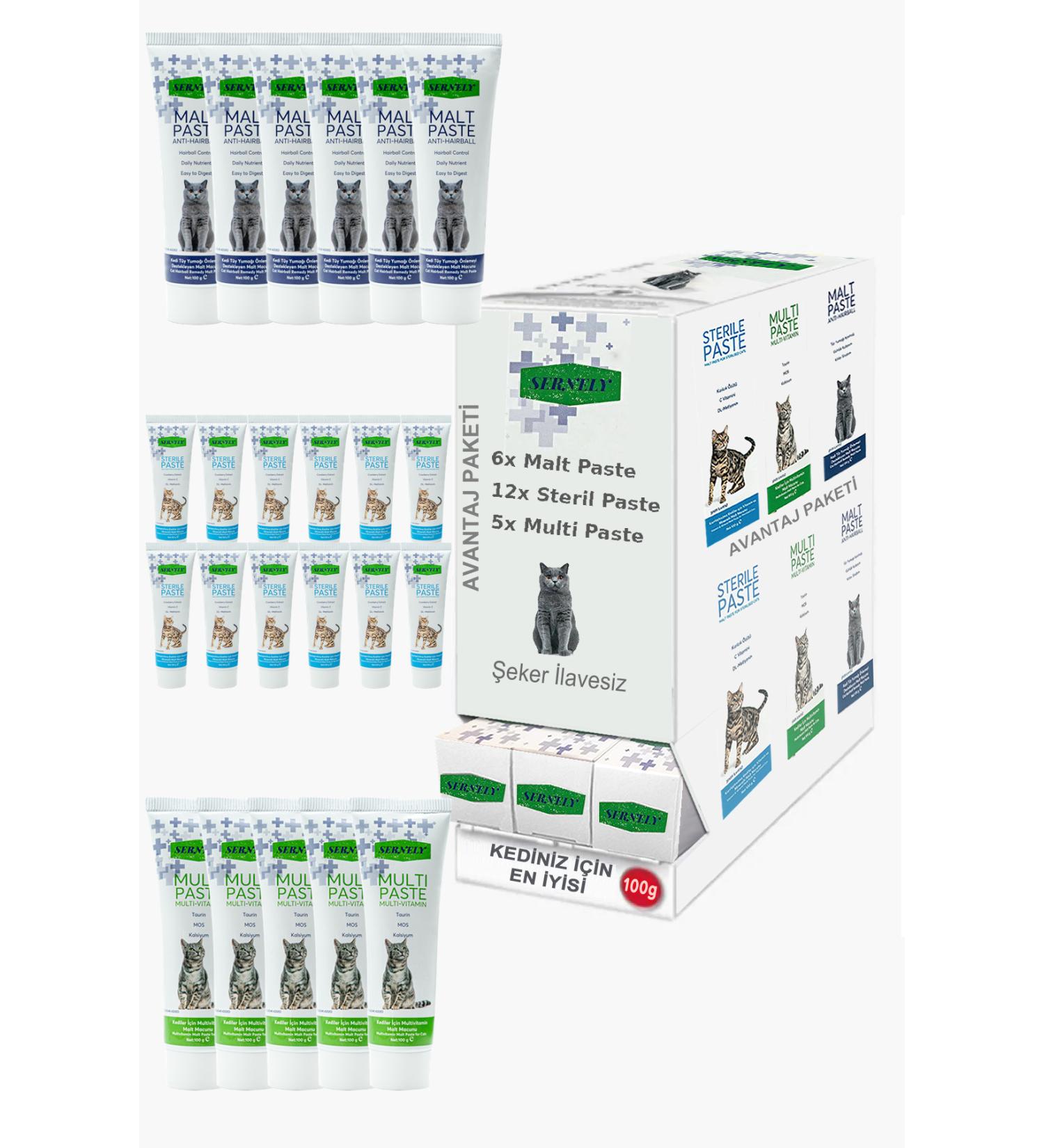 Sernely Cat Vitamin Advantage Package (Sterile Paste 12x100gr Malt Paste 6x100gr Multi Paste 5x100gr)-143