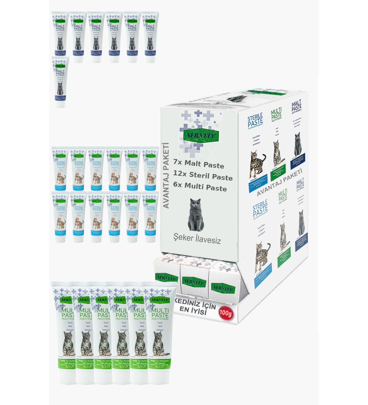 Sernely Cat Vitamin Advantage Package (Sterile Paste 12x100gr Malt Paste 7x100gr Multi Paste 6x100gr)-105