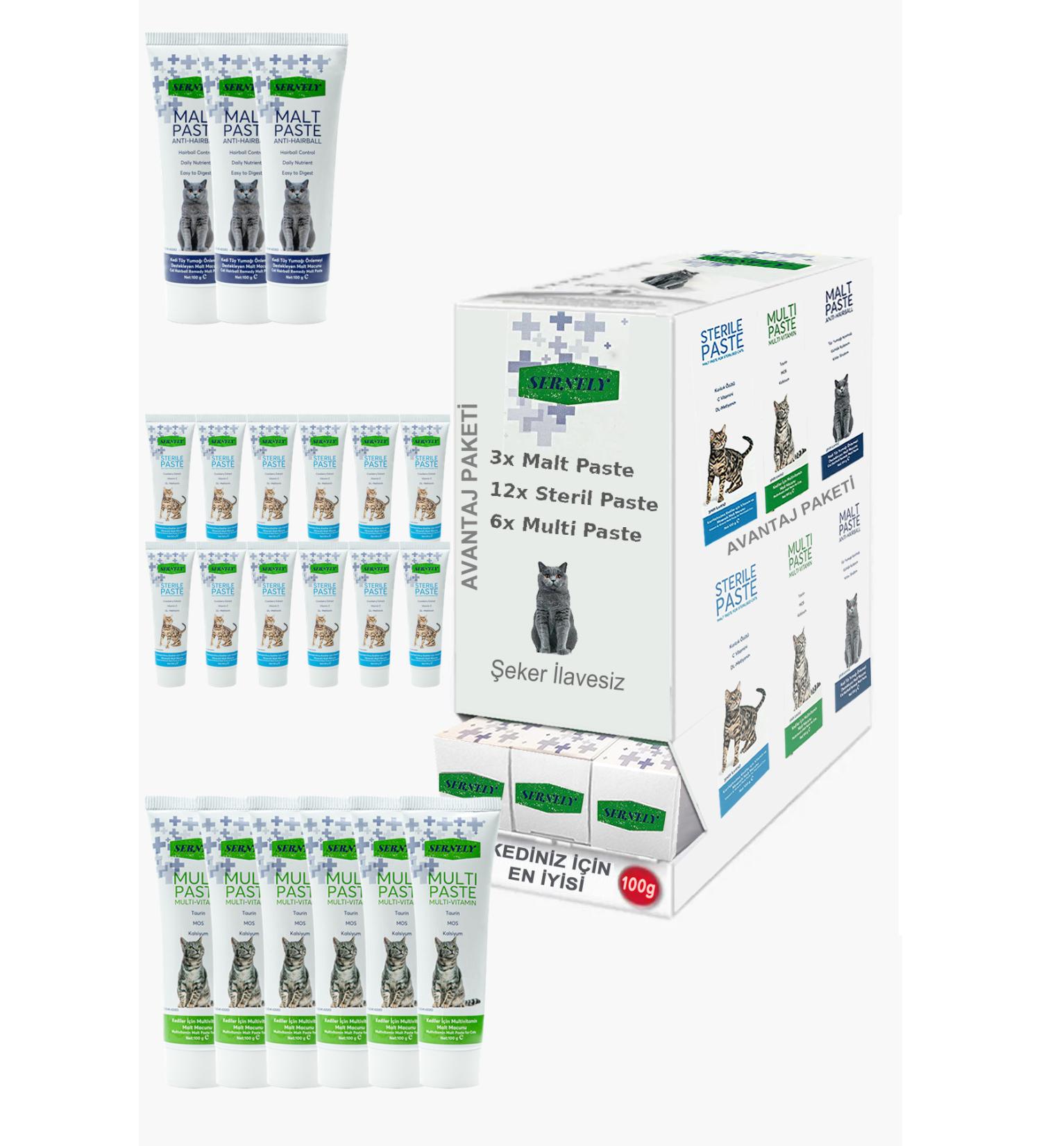 Sernely Cat Vitamin Advantage Package (Sterile Paste 12x100gr Multi Paste 6x100gr Malt Paste 3x100gr)-221
