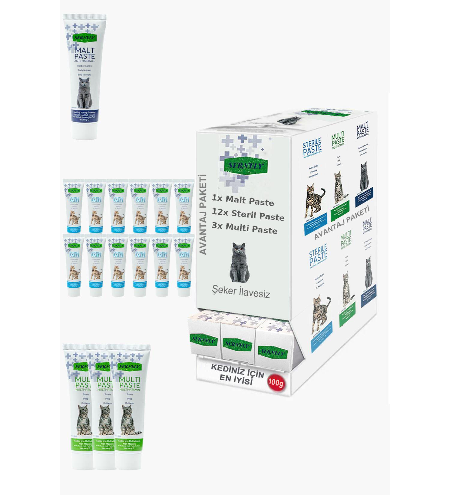 Sernely Cat Vitamin Advantage Package (Sterile Paste 12x100gr Multi Paste 3x100gr Malt Paste 1x100gr)-334
