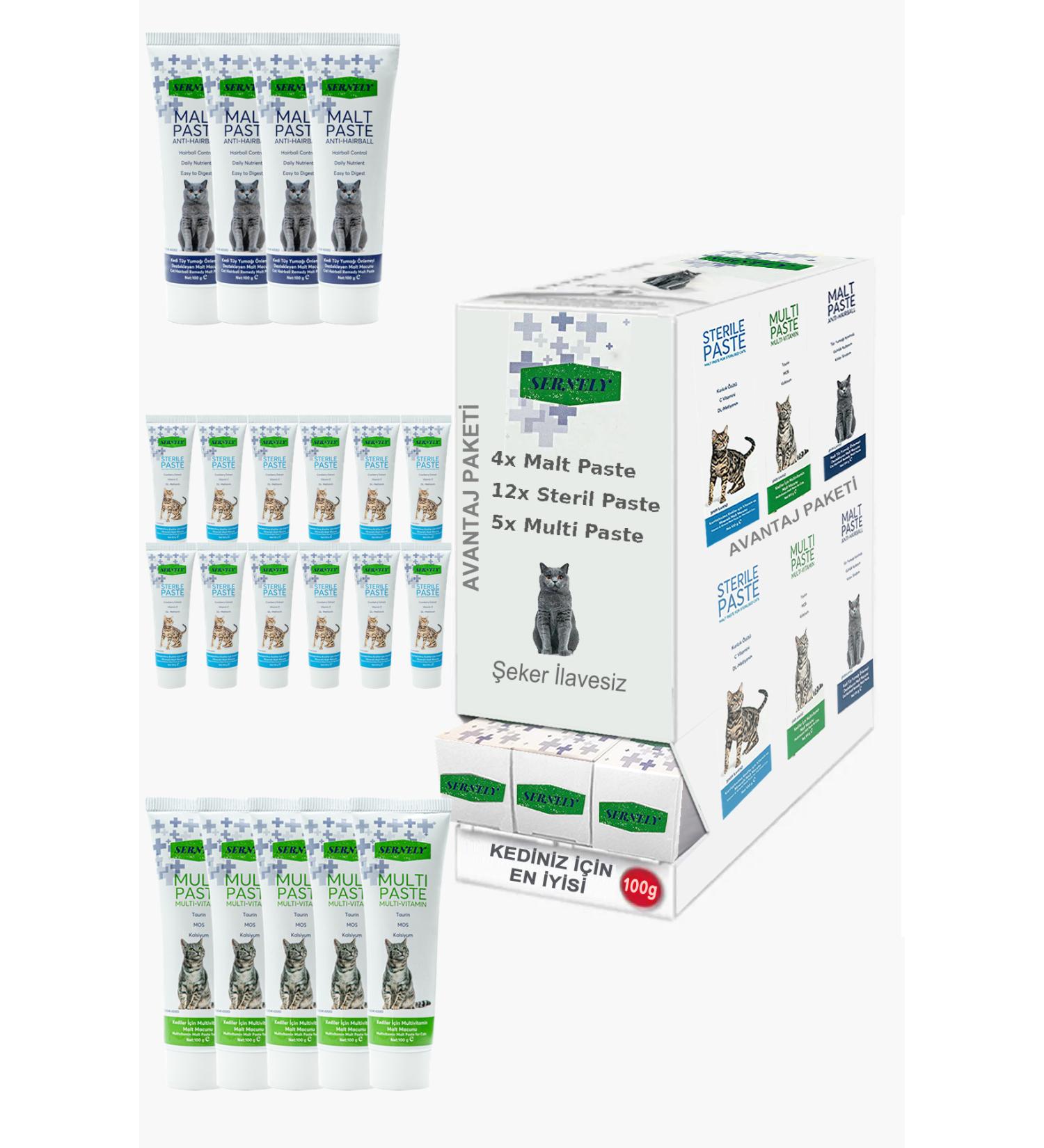 Sernely Cat Vitamin Advantage Package (Sterile Paste 12x100gr Multi Paste 5x100gr Malt Paste 4x100gr)-171