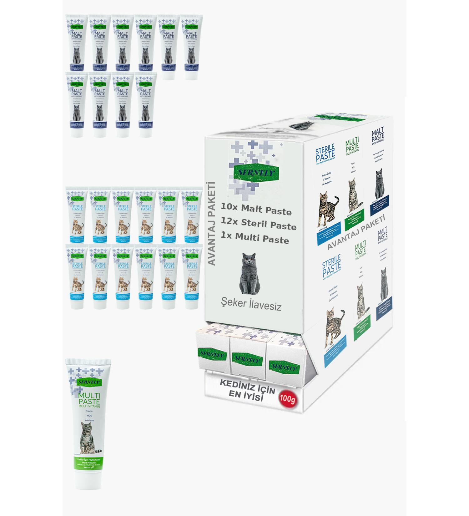 Sernely Cat Vitamin Advantage Package (Sterile Paste 12x100gr Malt Paste 10x100gr Multi Paste 1x100gr)-371
