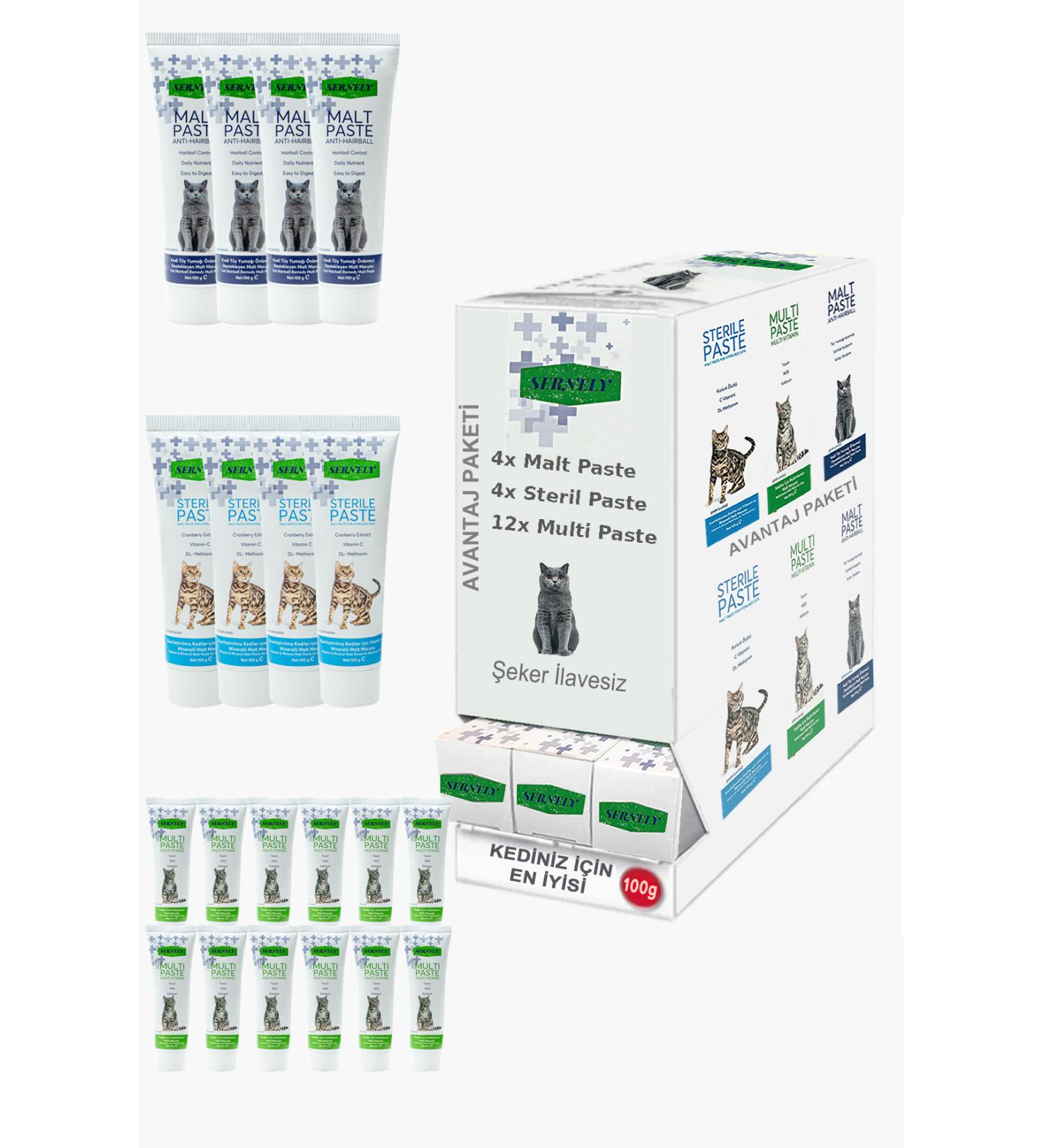 Sernely Cat Vitamin Advantage Package (Multi Paste 12x100gr Sterile Paste 4x100gr Malt Paste 4x100gr)-178