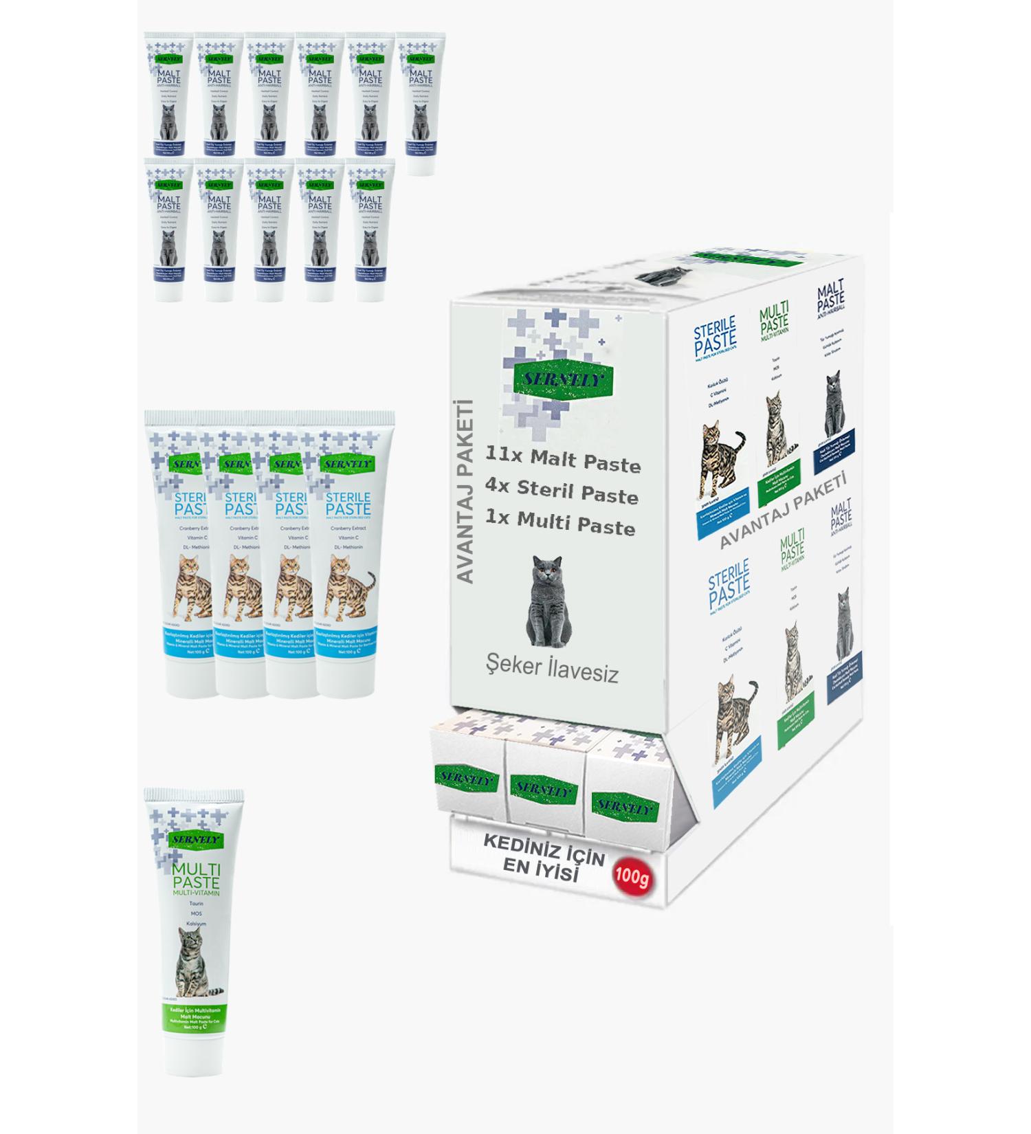 Sernely Cat Malt Advantageous Package (Malt Paste 11x100gr Sterile Paste 4x100gr Multi Paste 1x100gr)-711