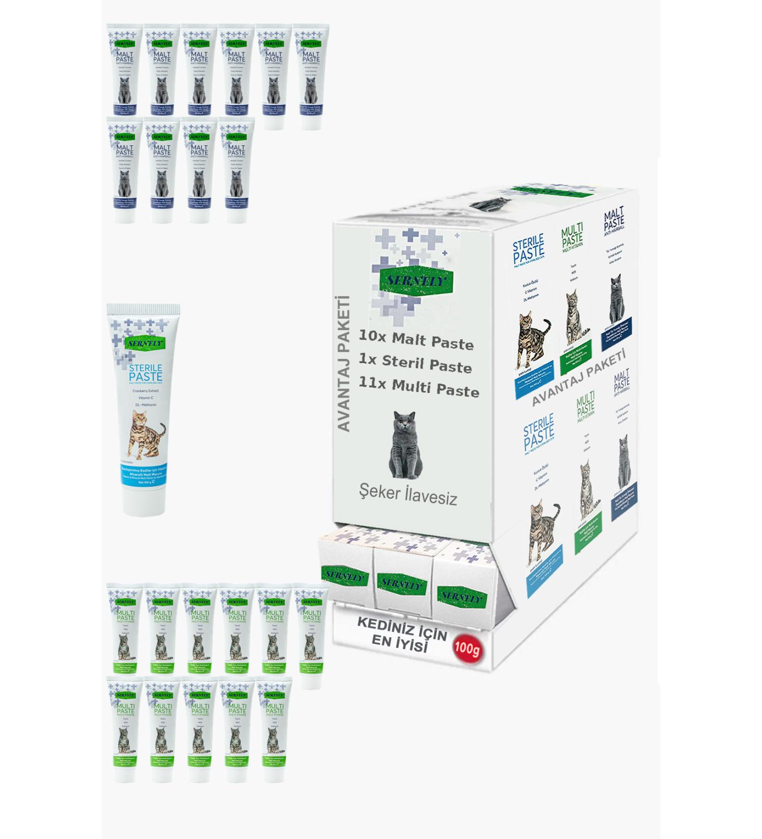 Sernely Cat Malt Advantageous Package (Multi Paste 11x100gr Malt Paste 10x100gr Sterile Paste 1x100gr)-707