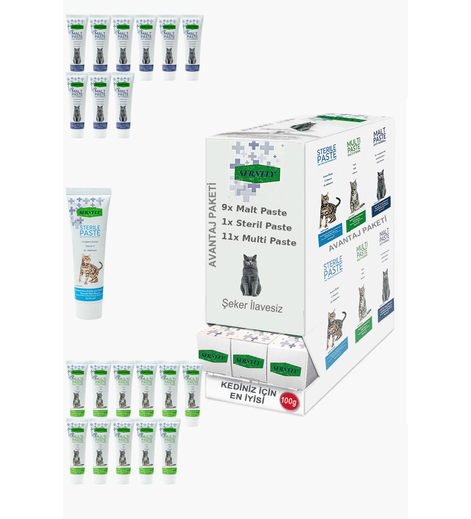 Sernely Cat Malt Advantageous Package (Multi Paste 11x100gr Malt Paste 9x100gr Sterile Paste 1x100gr)-705