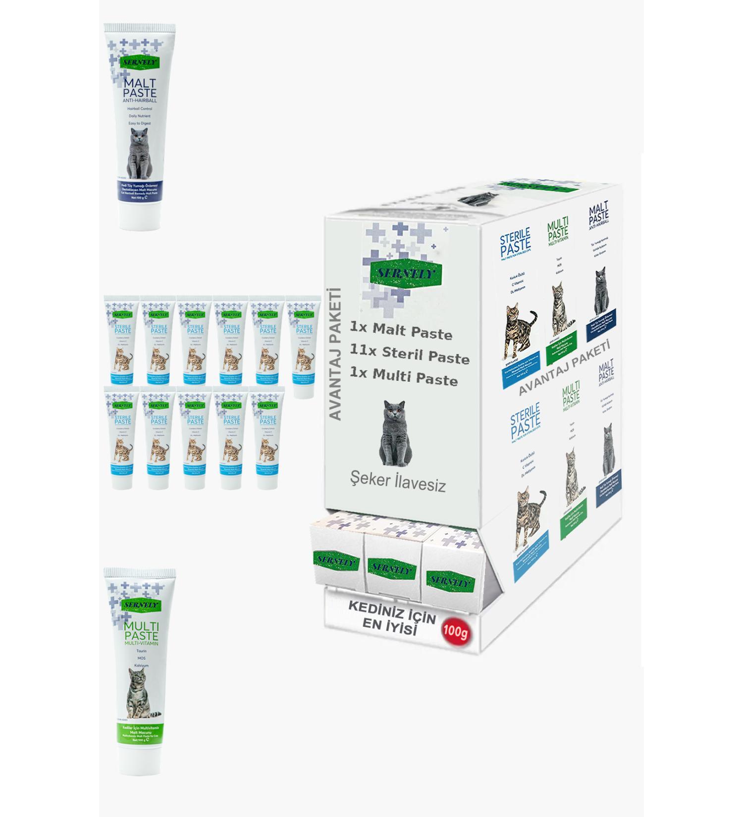 Sernely Cat Malt Advantageous Package (Sterile Paste 11x100gr Multi Paste 1x100gr Malt Paste 1x100gr)-669