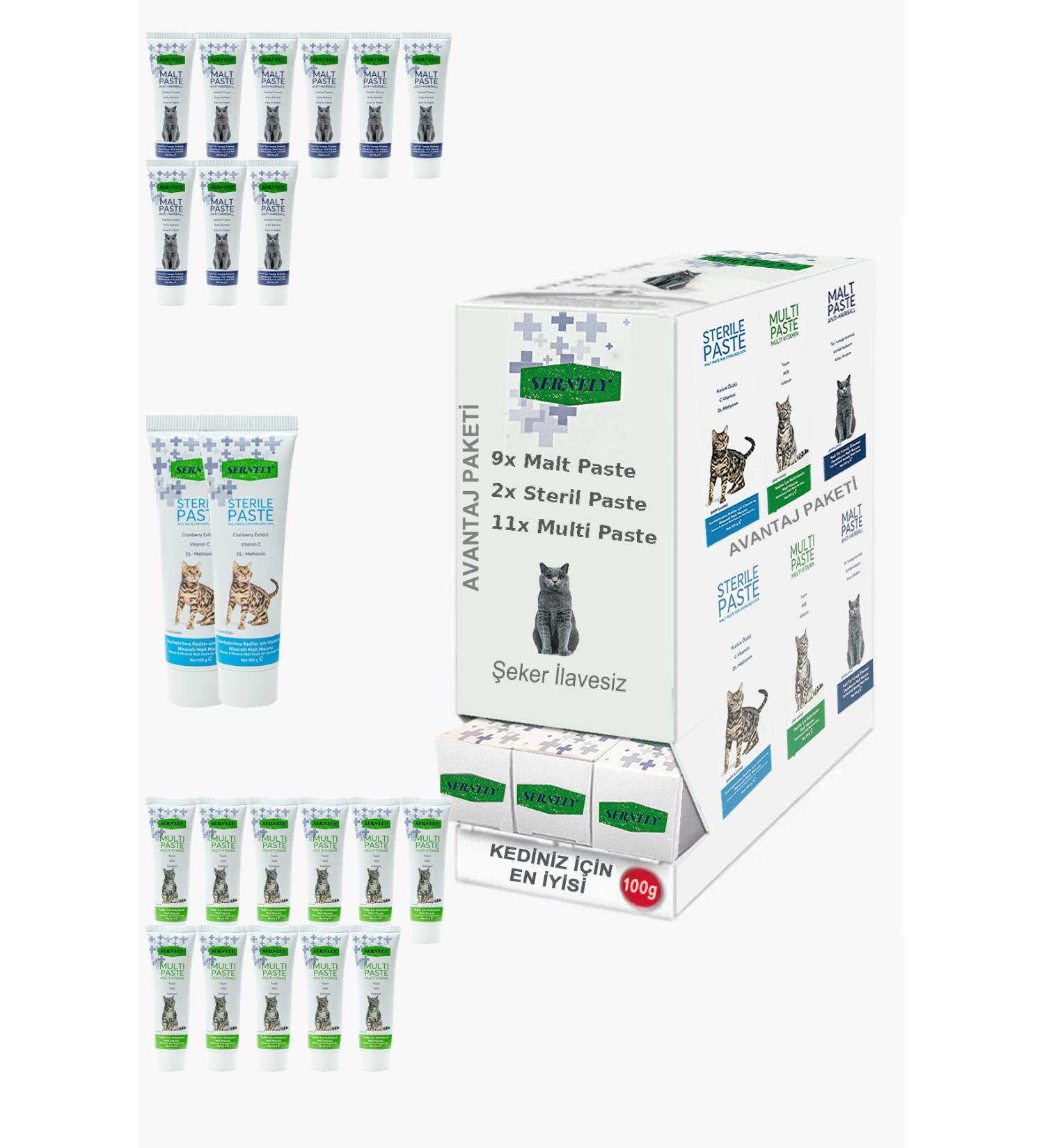 Sernely Cat Malt Advantageous Package (Multi Paste 11x100gr Malt Paste 9x100gr Sterile Paste 2x100gr)-647