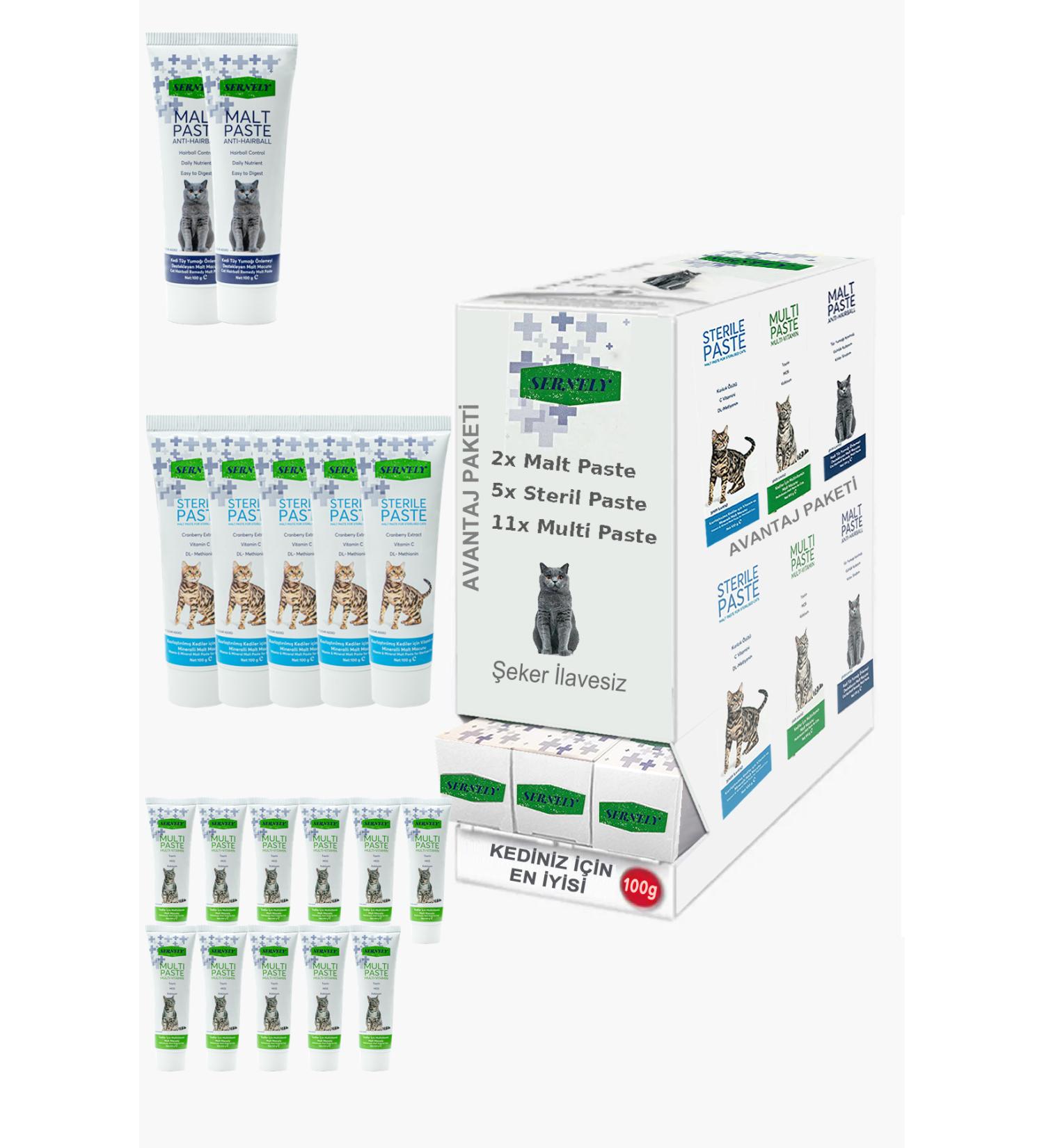 Sernely Cat Malt Advantageous Package (Multi Paste 11x100gr Sterile Paste 5x100gr Malt Paste 2x100gr)-627