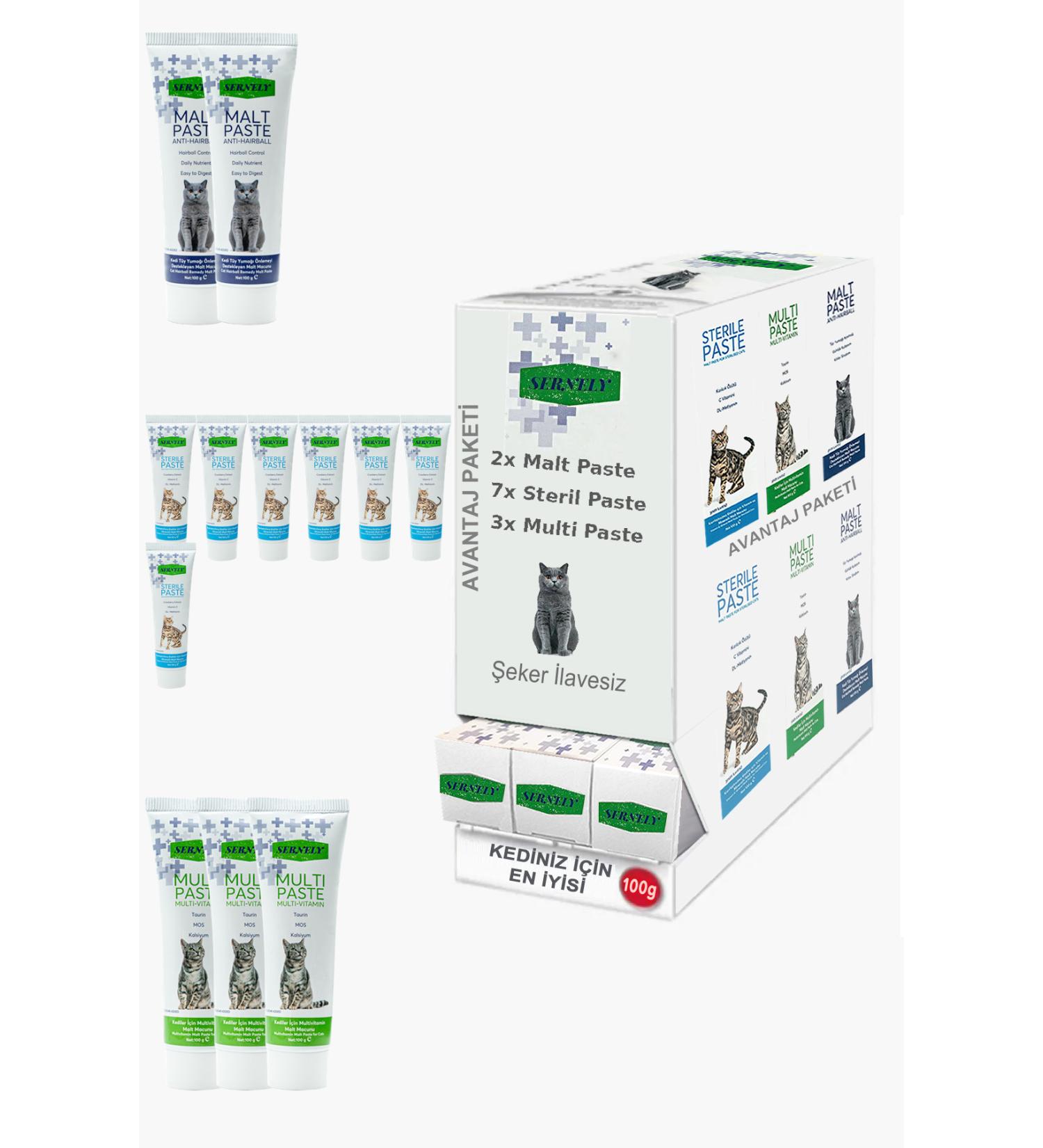 Sernely Cat Malt Advantageous Package (Sterile Paste 7x100gr Multi Paste 3x100gr Malt Paste 2x100gr)-1448