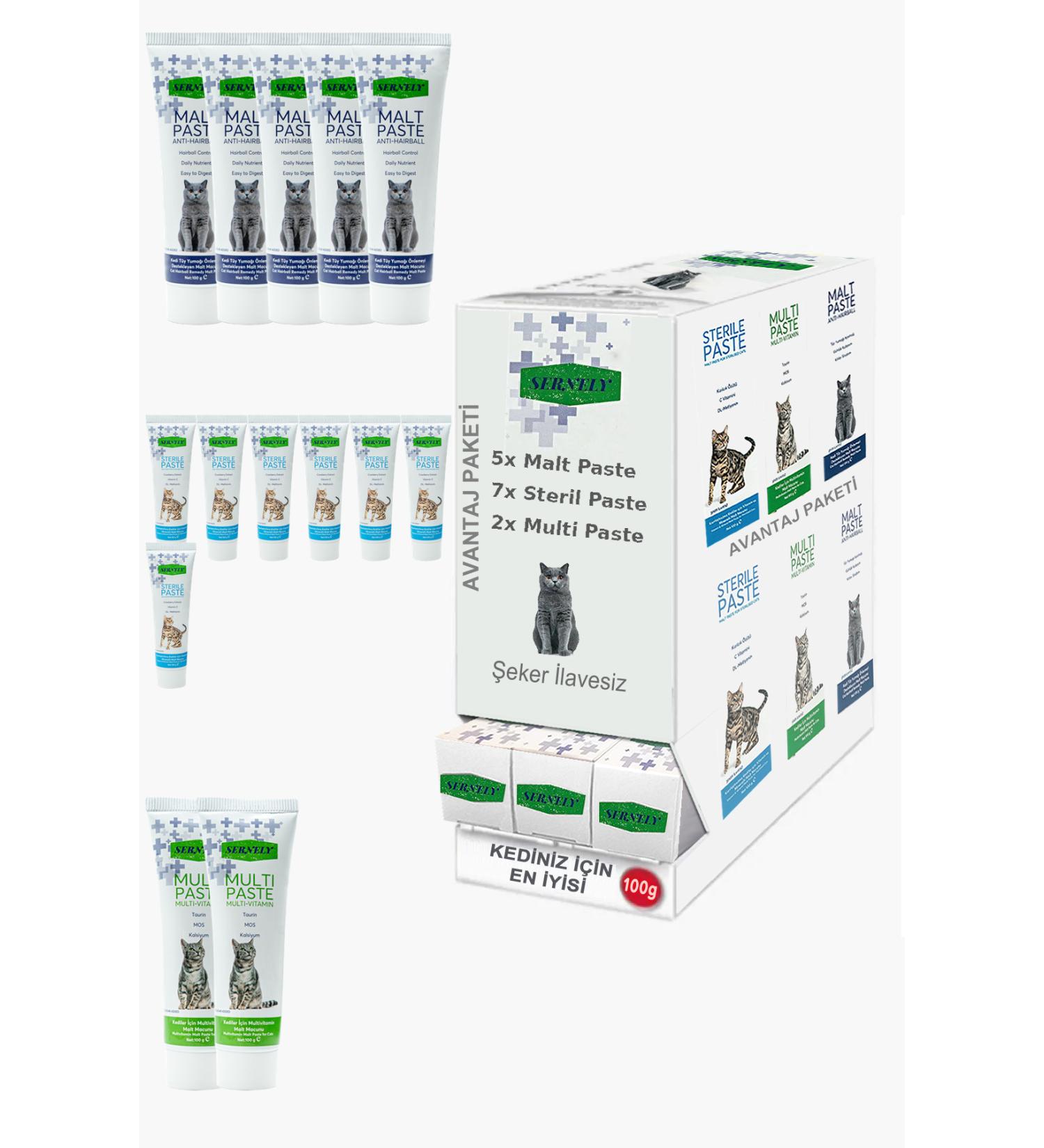 Sernely Cat Malt Advantageous Package (Sterile Paste 7x100gr Malt Paste 5x100gr Multi Paste 2x100gr)-1462