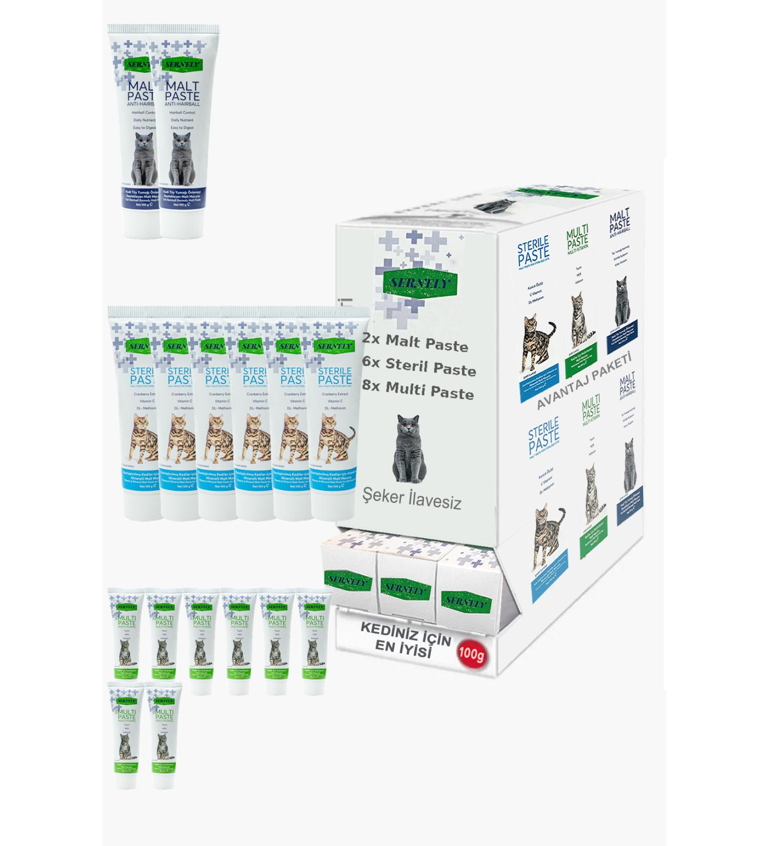 Sernely Cat Malt Advantageous Package (Multi Paste 8x100gr Sterile Paste 6x100gr Malt Paste 2x100gr)-1318