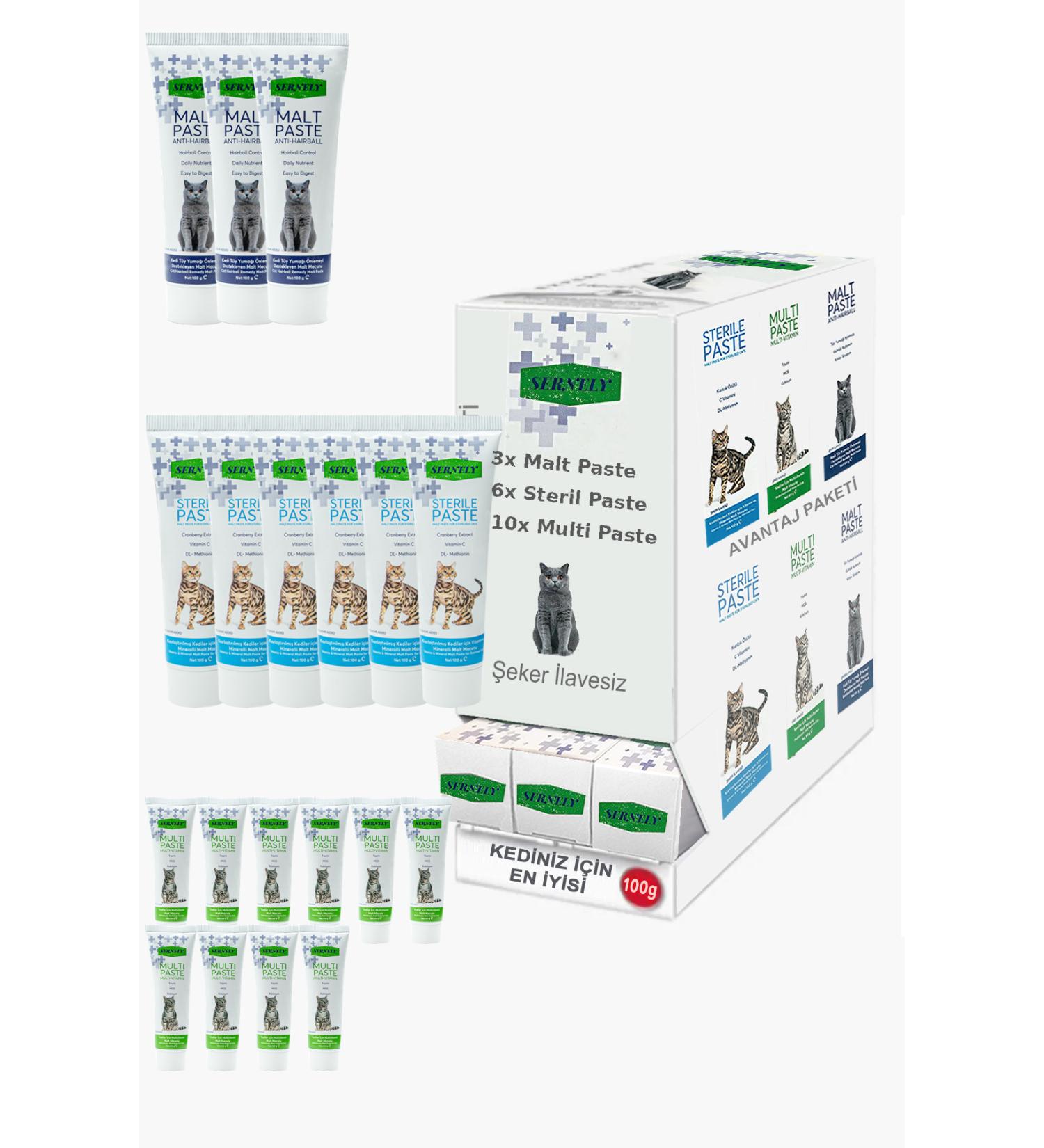 Sernely Cat Malt Advantageous Package (Multi Paste 10x100gr Sterile Paste 6x100gr Malt Paste 3x100gr)-866