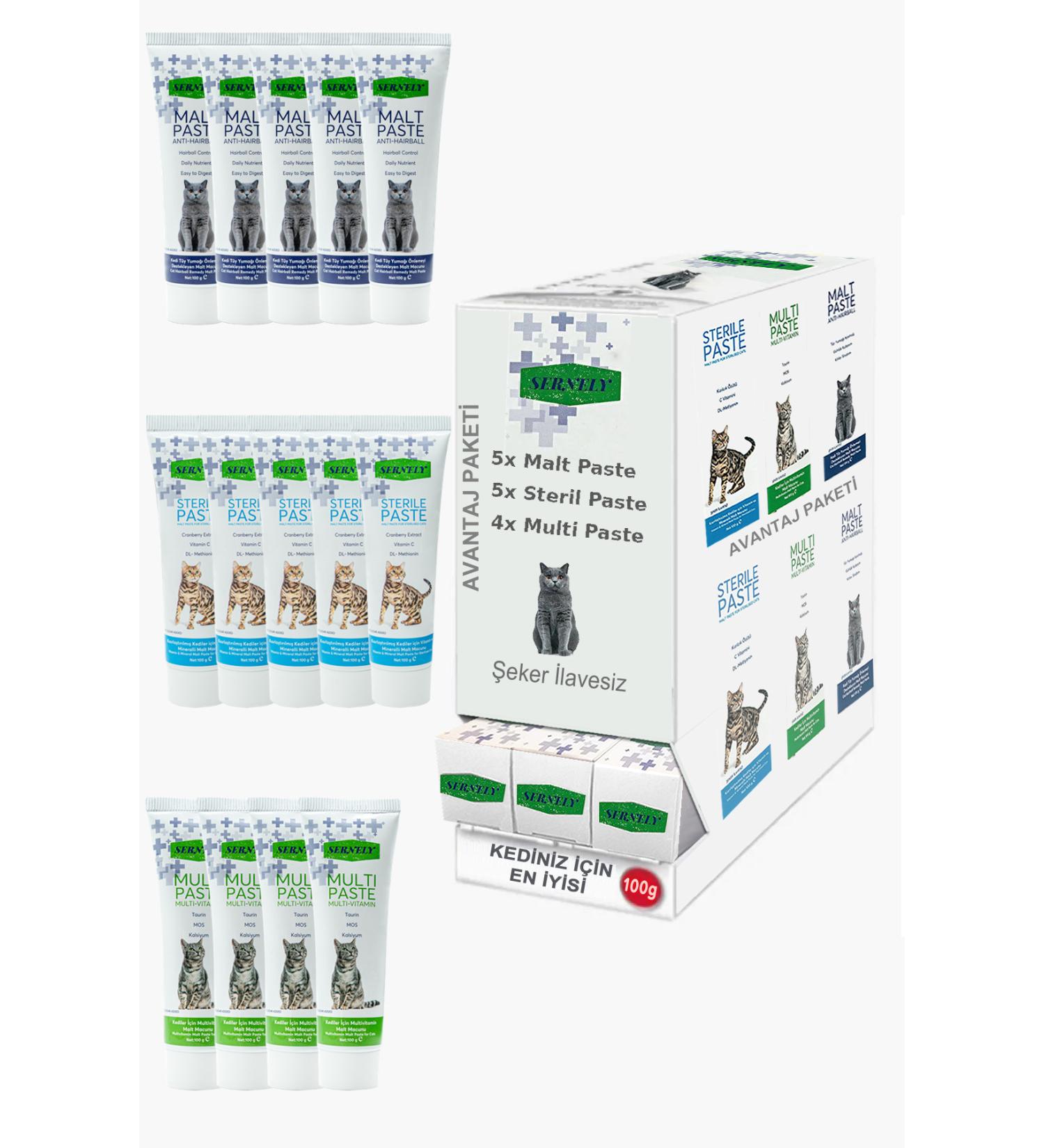 Sernely Cat Vitamin Advantage Package (Sterile Paste 5x100gr Malt Paste 5x100gr Multi Paste 4x100gr)-1609