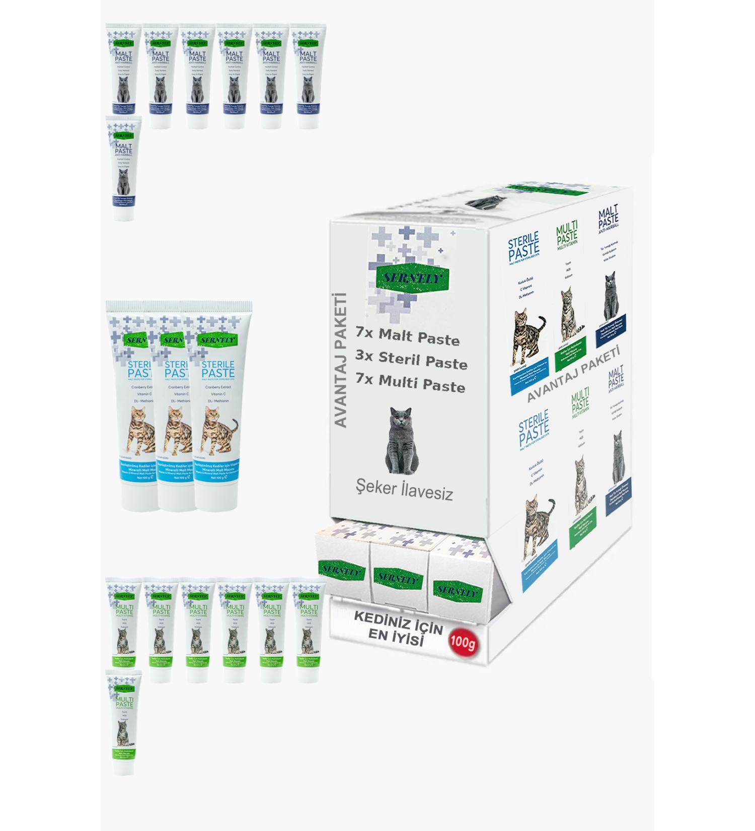 Sernely Cat Malt Advantageous Package (Multi Paste 7x100gr Malt Paste 7x100gr Sterile Paste 3x100gr)-1446