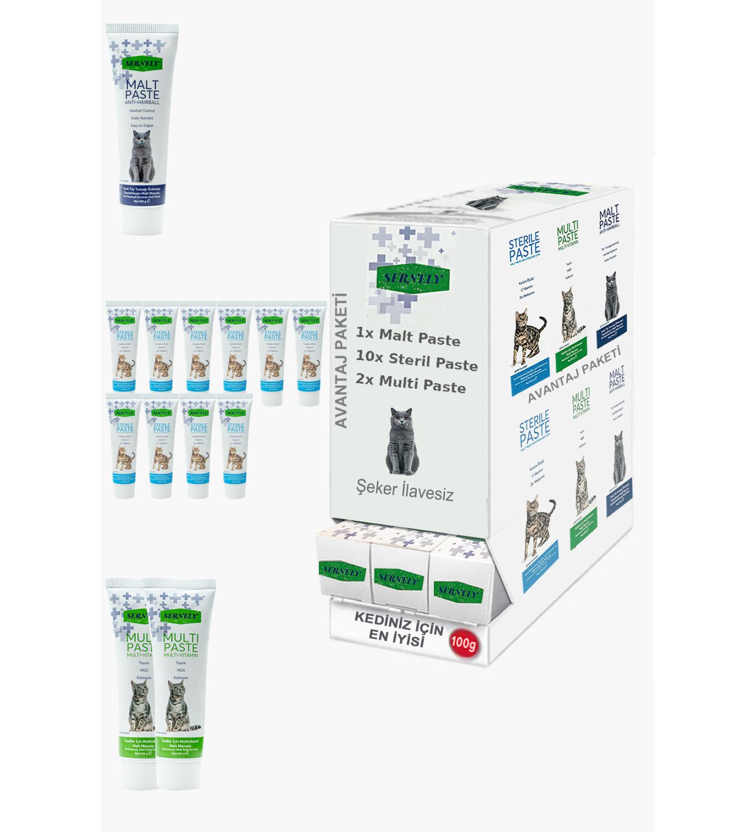 Sernely Cat Malt Advantageous Package (Sterile Paste 10x100gr Multi Paste 2x100gr Malt Paste 1x100gr)-947