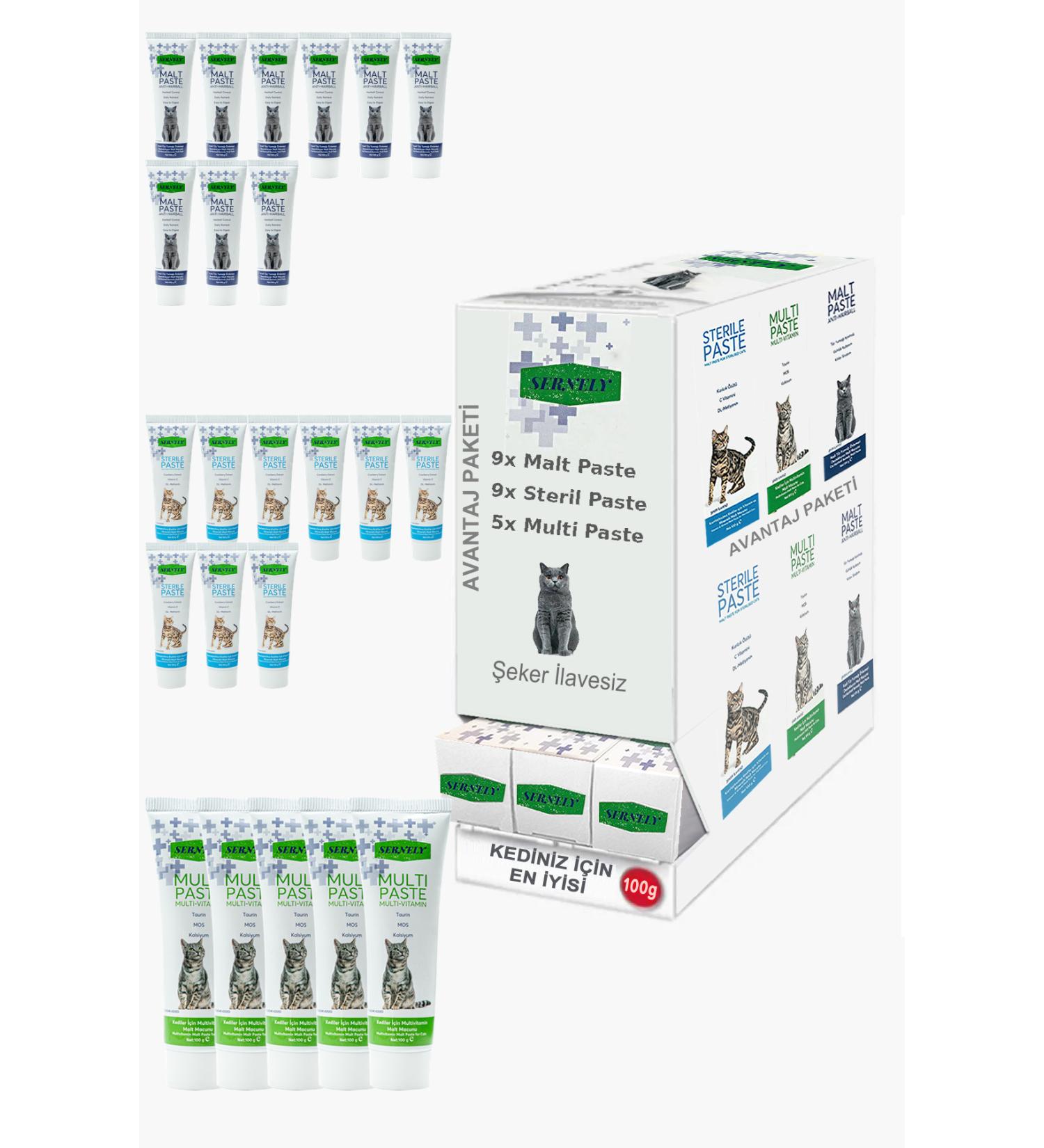 Sernely Cat Malt Advantageous Package (Sterile Paste 9x100gr Malt Paste 9x100gr Multi Paste 5x100gr)-1056
