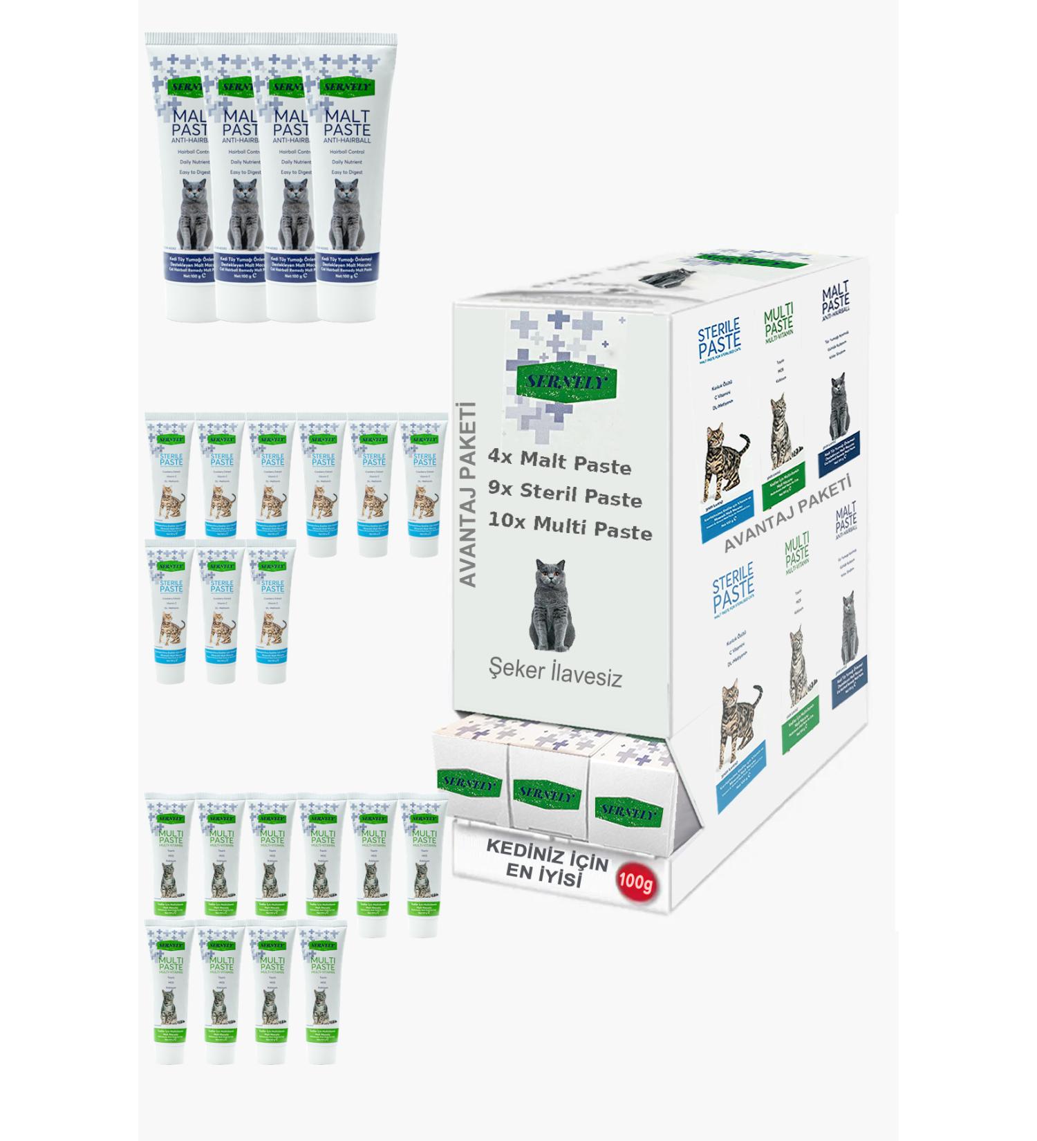 Sernely Cat Malt Advantageous Package (Multi Paste 10x100gr Sterile Paste 9x100gr Malt Paste 4x100gr)-831